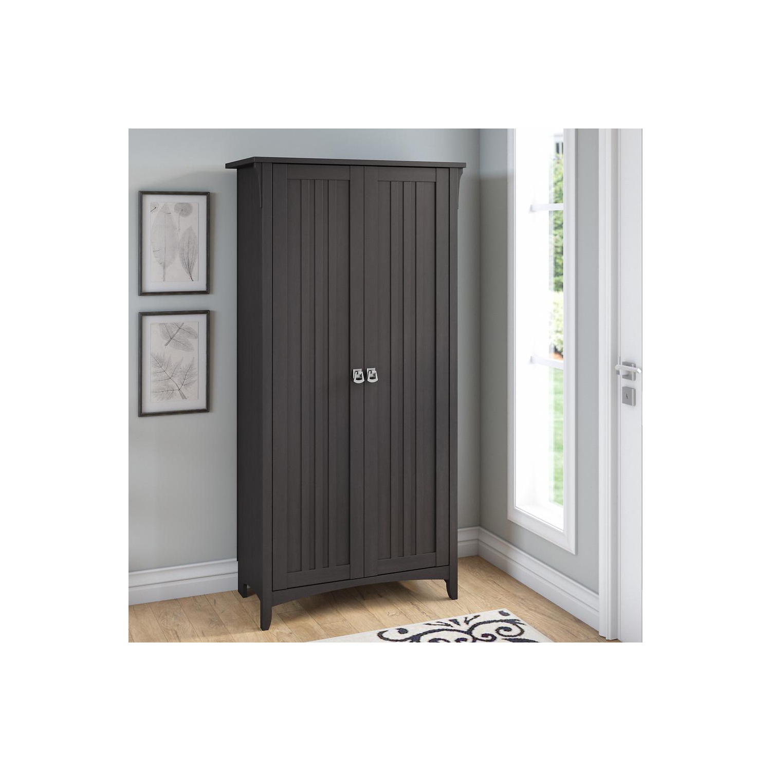 Bush Furniture Salinas Tall Storage Cabinet with Doors in Vintage Black