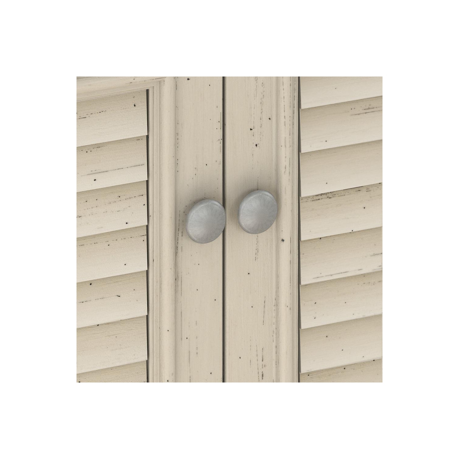 Bush Furniture Fairview 2 Door Storage Cabinet with File Drawer, Antique White/Tea Maple