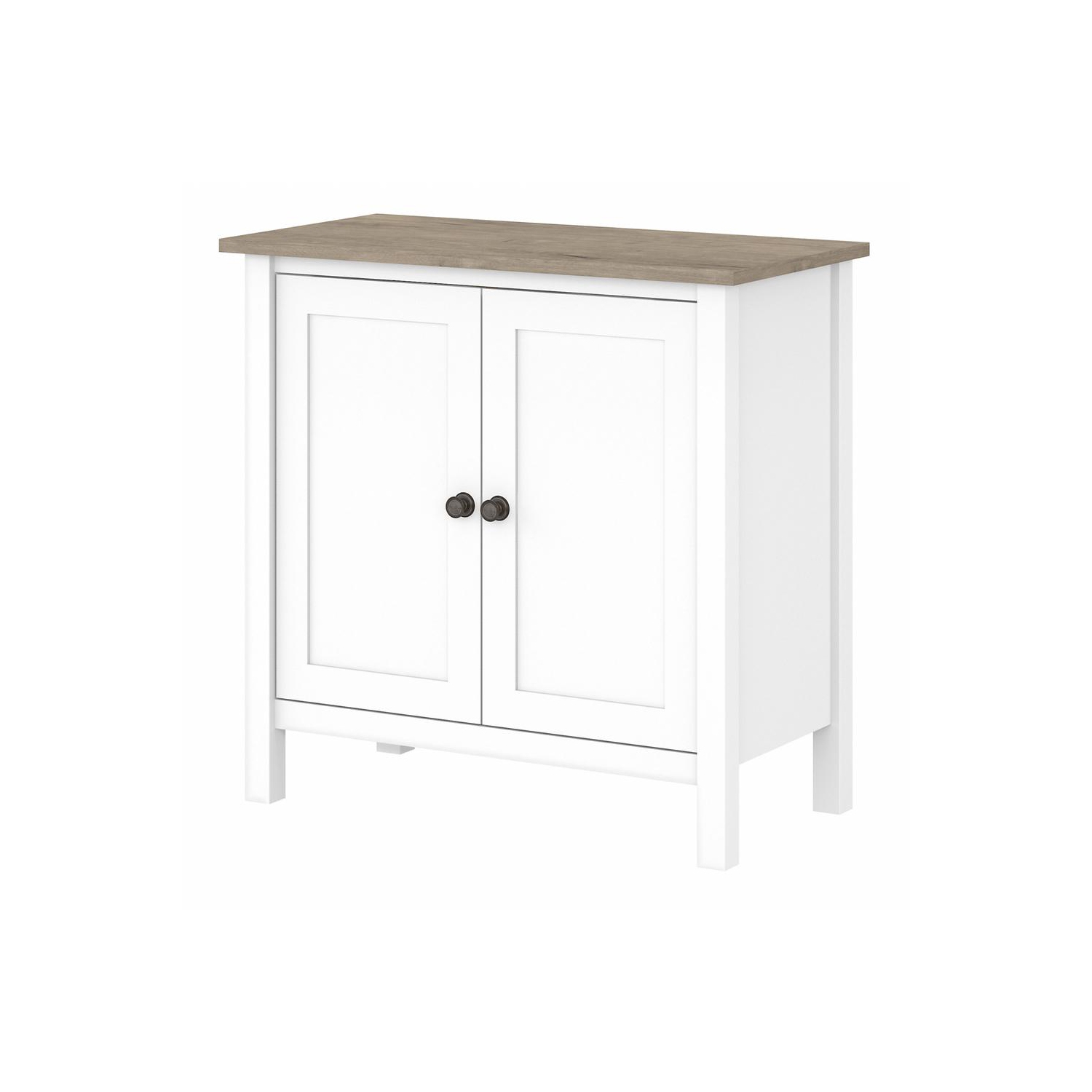 Bush – Armoire de rangement avec portes Mayfield, gris feuillure/blanc pur