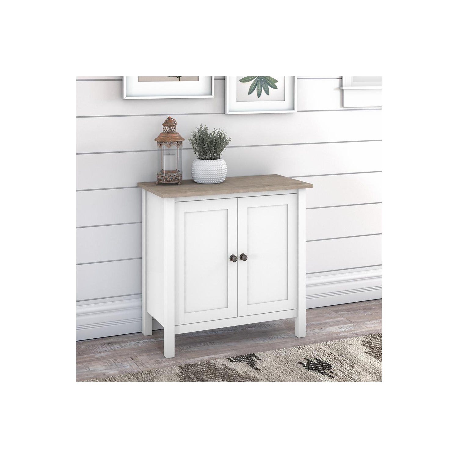 Bush – Armoire de rangement avec portes Mayfield, gris feuillure/blanc pur
