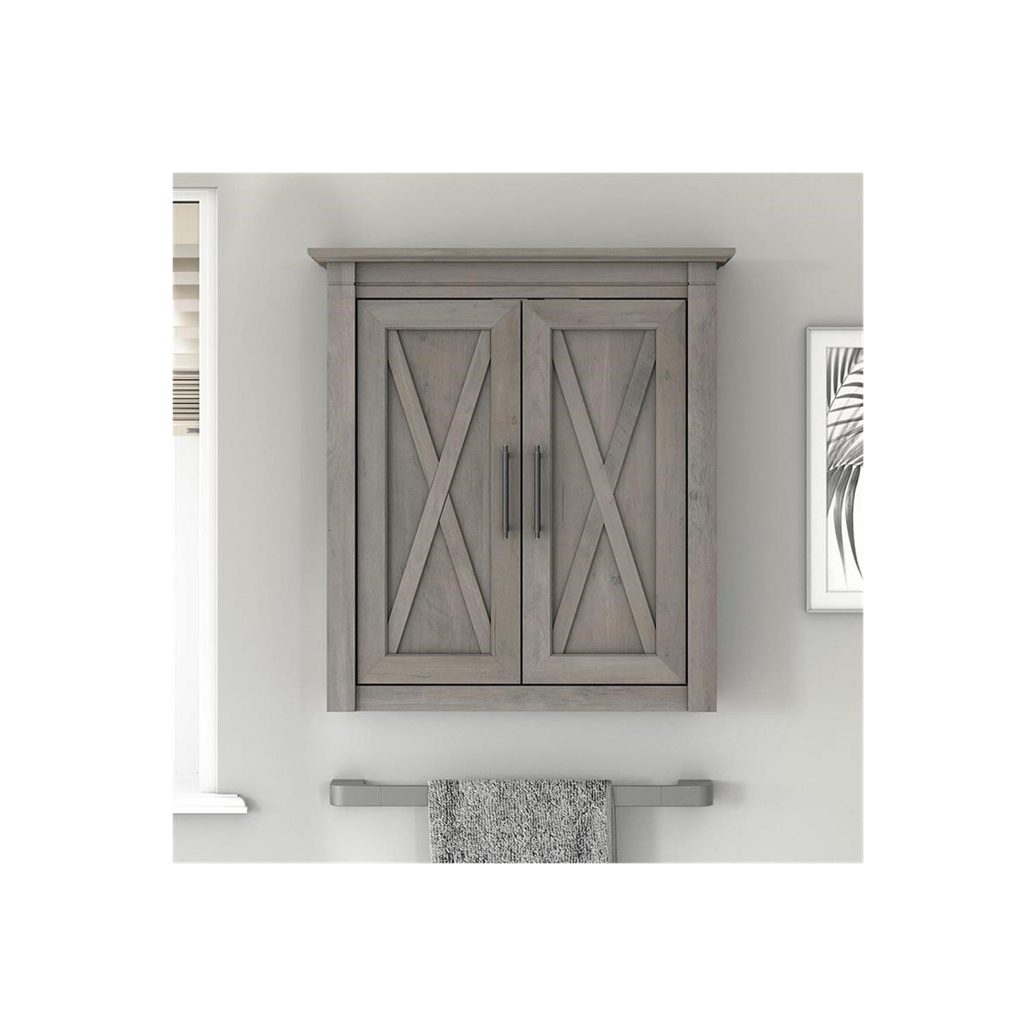 Key West Bathroom Wall Cabinet with Doors in Driftwood Gray - Engineered Wood