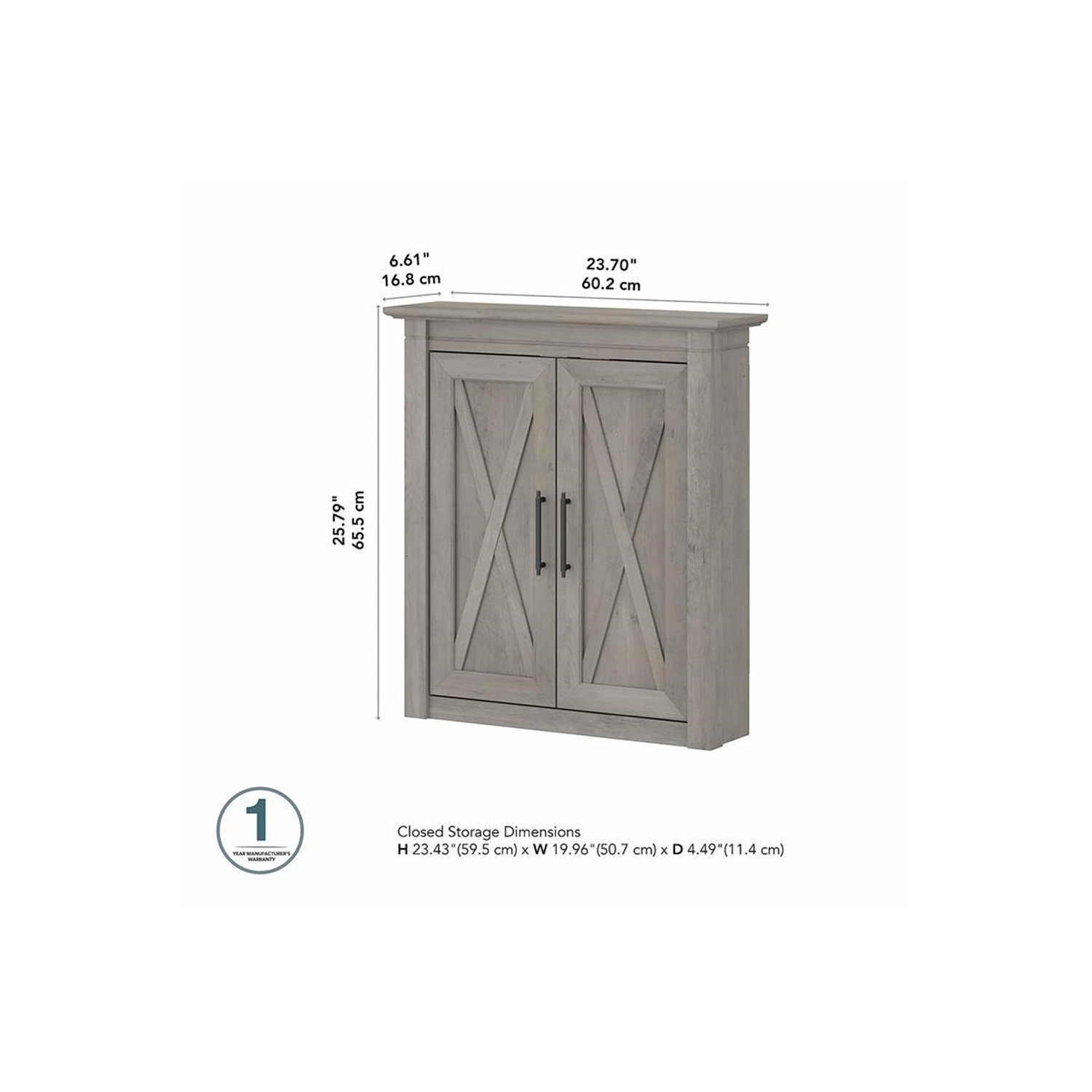 Key West Bathroom Wall Cabinet with Doors in Driftwood Gray - Engineered Wood
