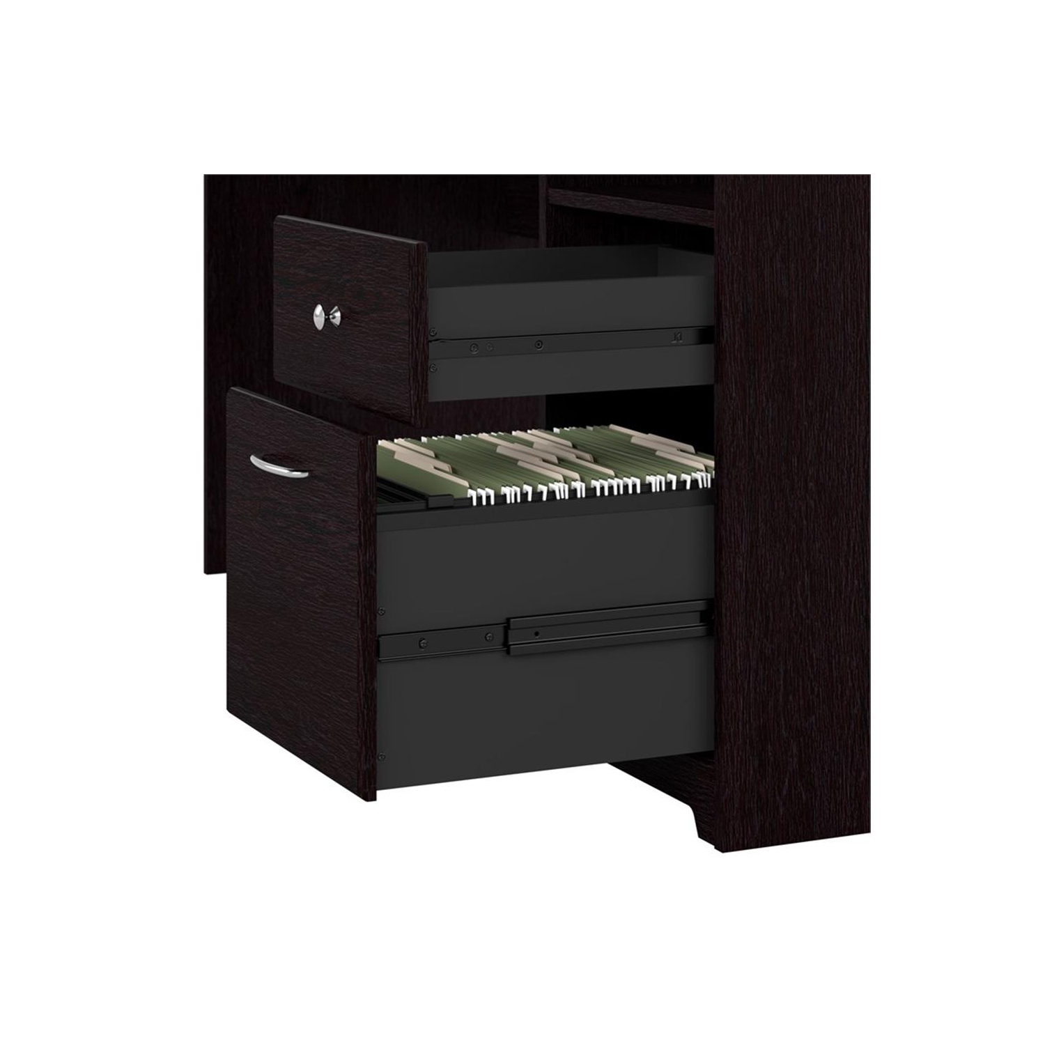 Bureau d'ordinateur en L avec rangement 60&nbsp;W de Cabot - Chêne espresso - Bois d'ingénierie