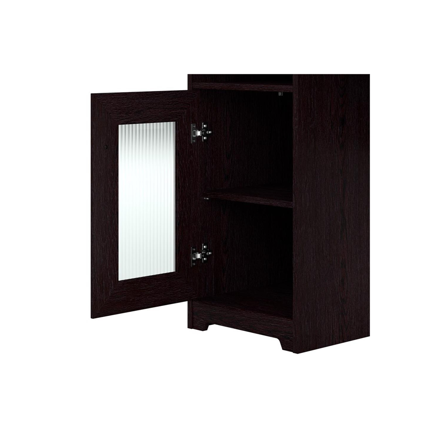 Bureau d'ordinateur en L avec rangement 60&nbsp;W de Cabot - Chêne espresso - Bois d'ingénierie