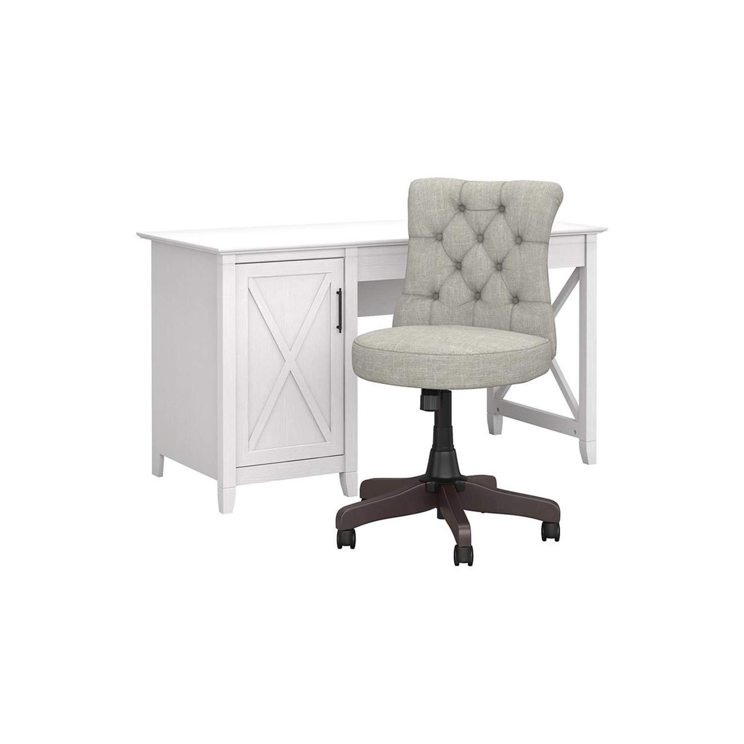 Bureau d'ordinateur et chaise 54 W de Key West - Chêne blanc pur - bois d'ingénierie