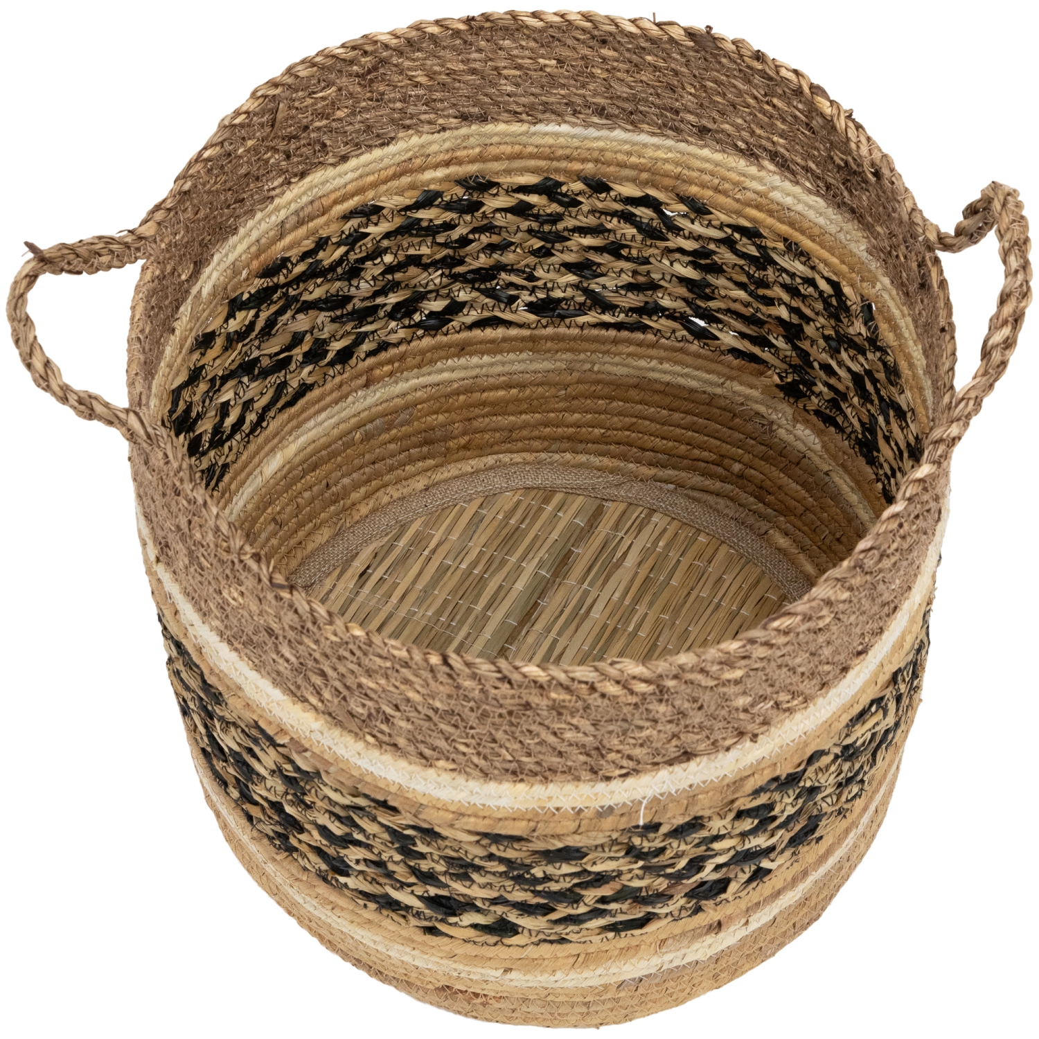 Seagrass Weave Round Storage Baskets with Handles - 15" - Set of 3