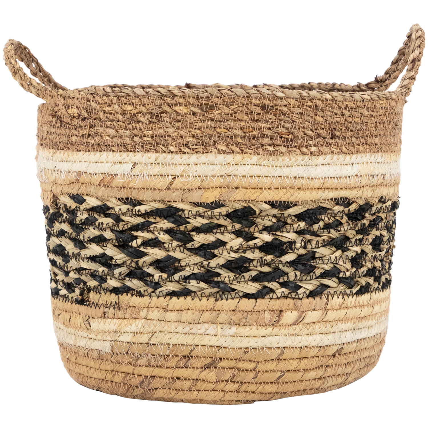Seagrass Weave Round Storage Baskets with Handles - 15" - Set of 3