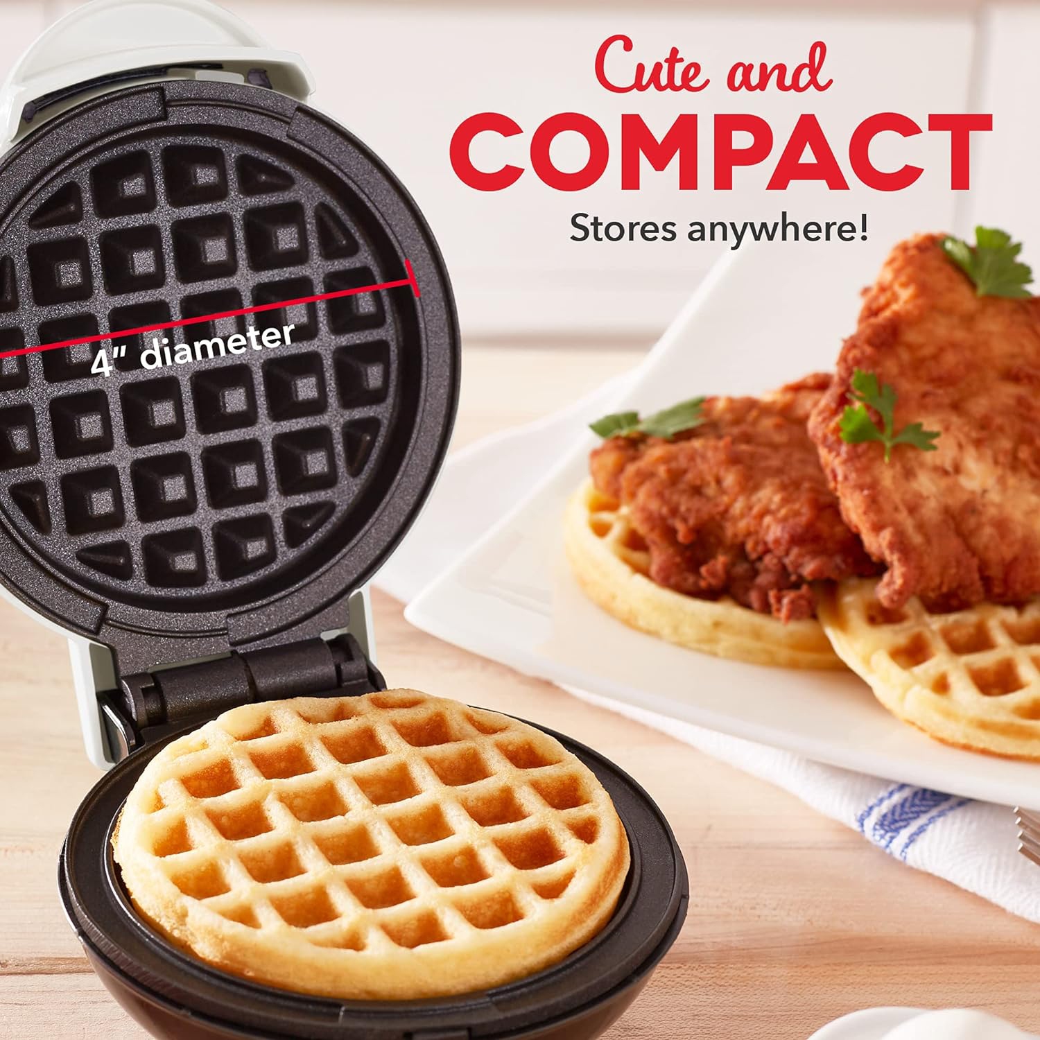 Dash Mini Maker: The Mini Waffle Maker Machine for Individual Waffles, Paninis, Hash Browns, & Other on The go Breakfast, Lunch, or Snacks - Pink