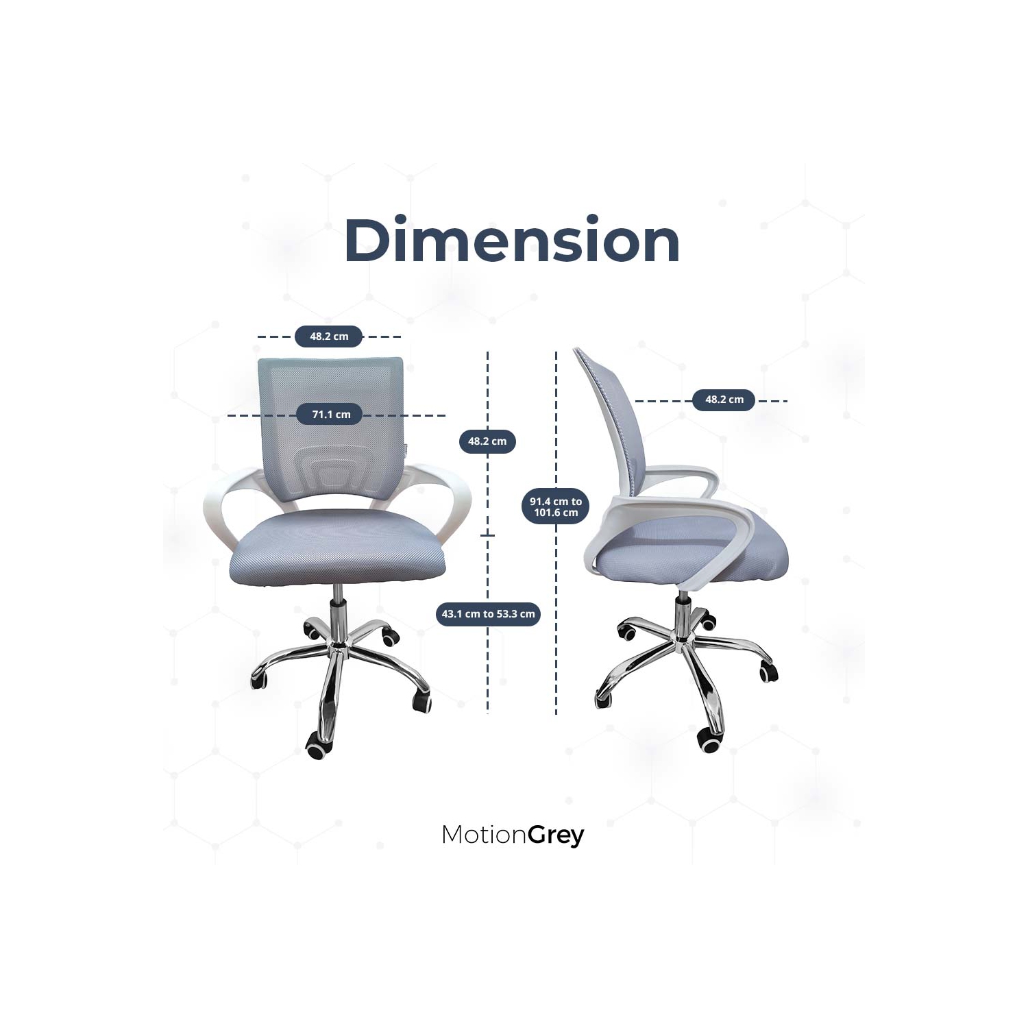 Fauteuil de bureau ergonomique en filet respirant MC1 de MotionGrey - Fauteuil de bureau confortable pour le jeu à domicile et le bureau commercial