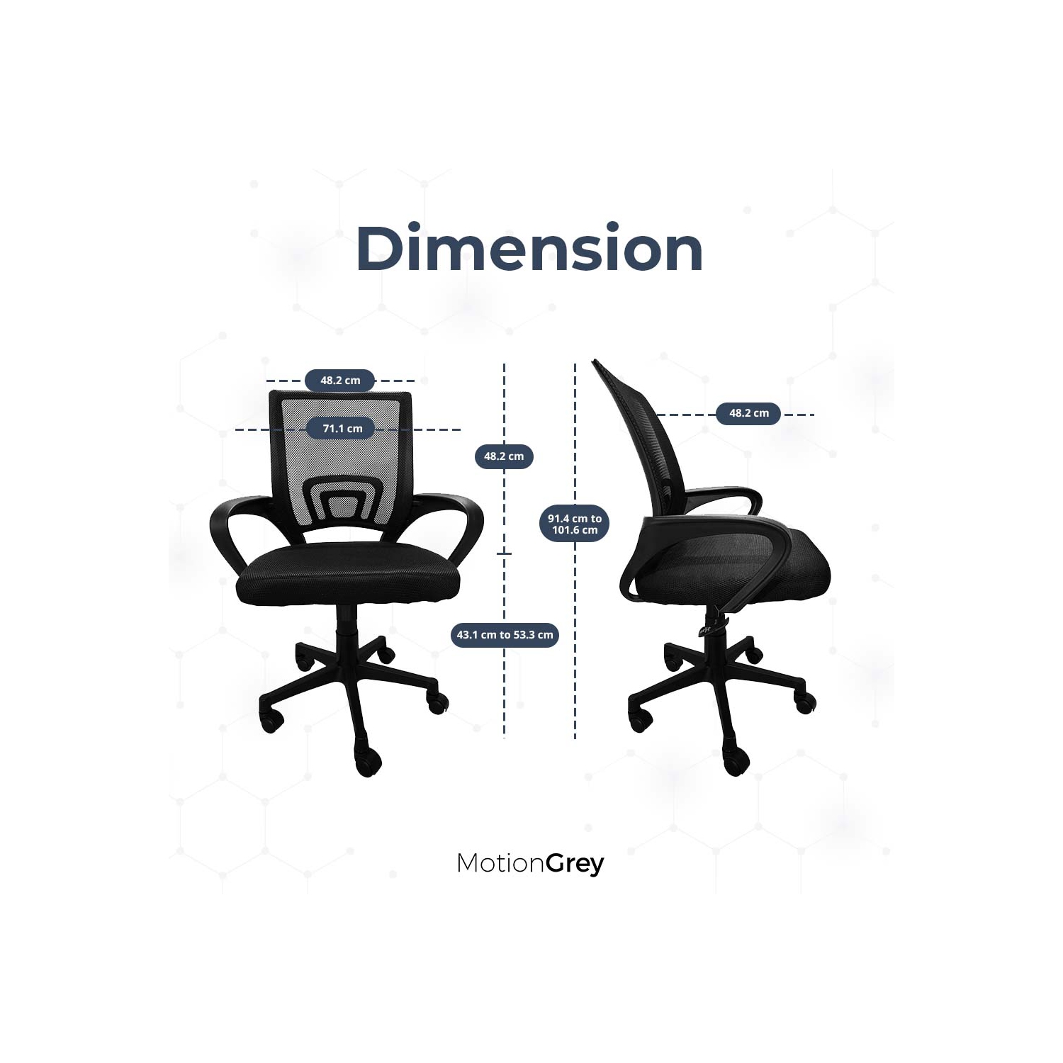 MotionGrey MC1 Ergonomic Breathable Mesh High Office Chair - Comfortable Computer Task Desk Chairs for Home Gaming and Executive Commercial Office -