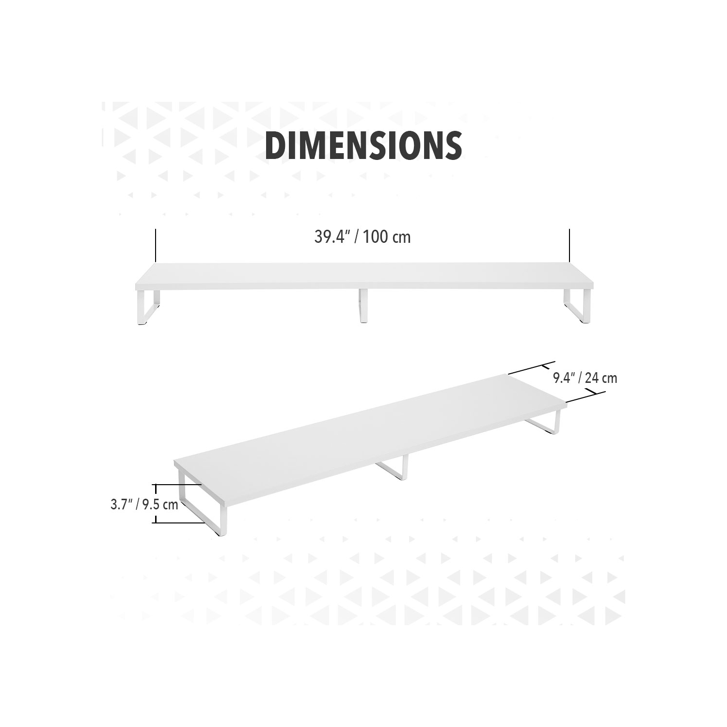 MotionGrey Monitor Stand Riser, 39.4 Inch Ergonomic Desk Shelf & tabletop Desktop Stand for Laptop, Computer, MacBook, Notebook, PC - White