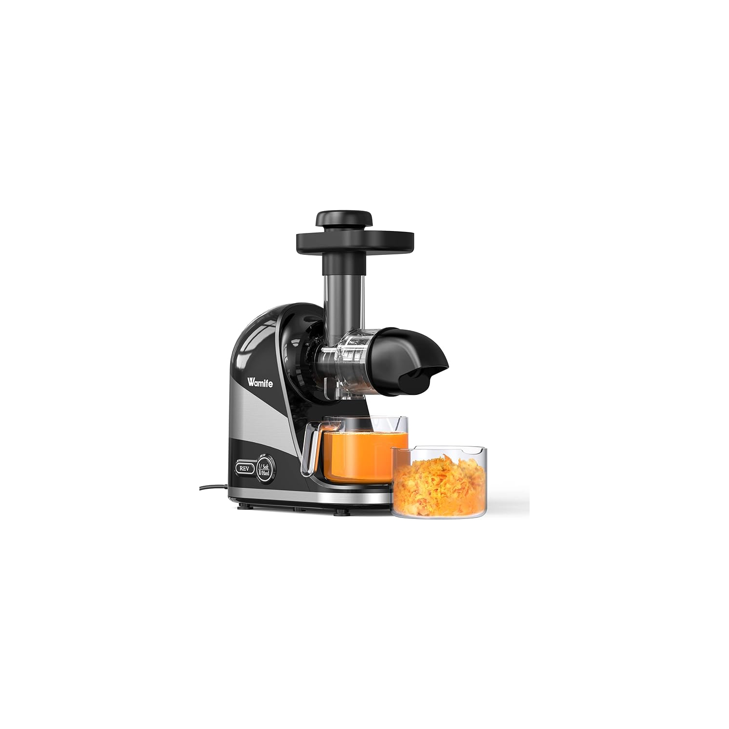 Wamife Slow Masticating Juicer Machine, Cold Press Juicer Extractor, 2 Modes & Reverse Function
