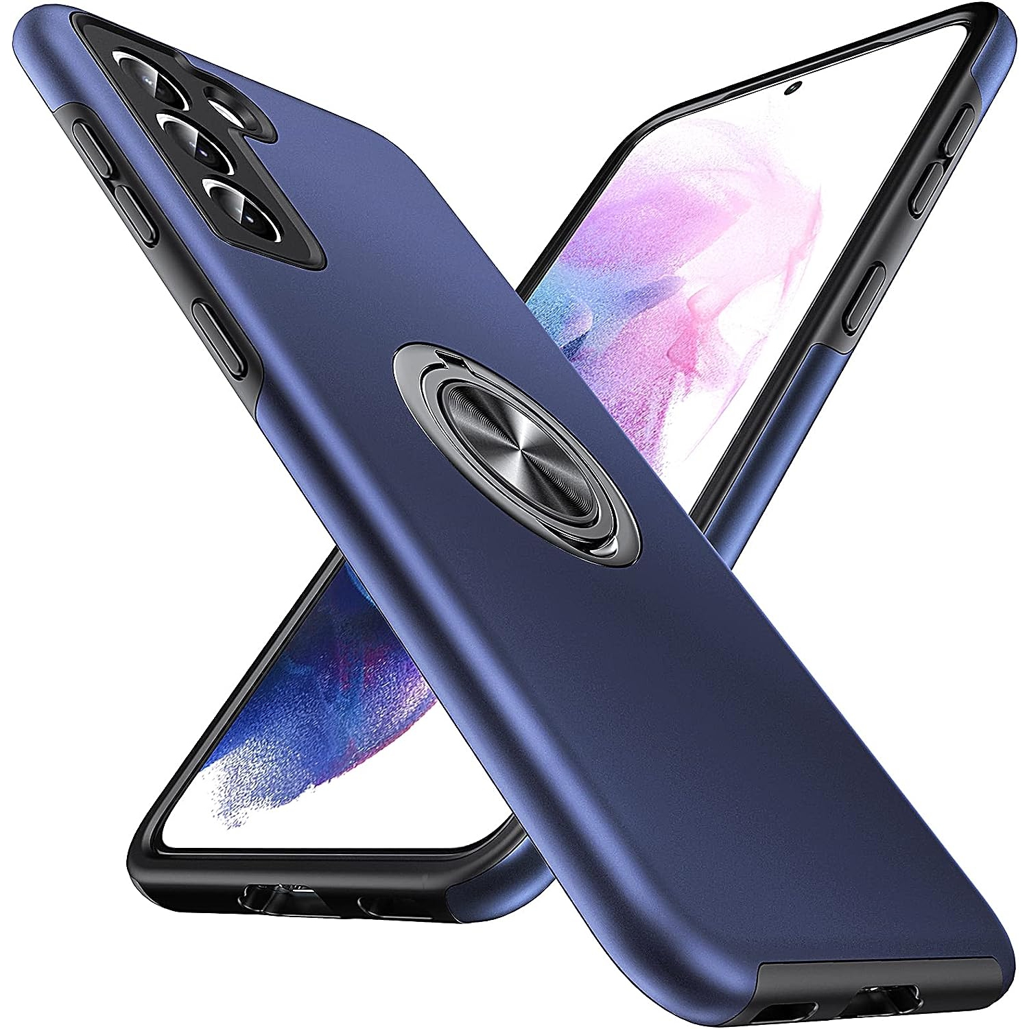 Shockproof 360 Magnetic Protective Case With Ring Holder, Kick Stand - Samsung Galaxy S23 FE - Navy Blue