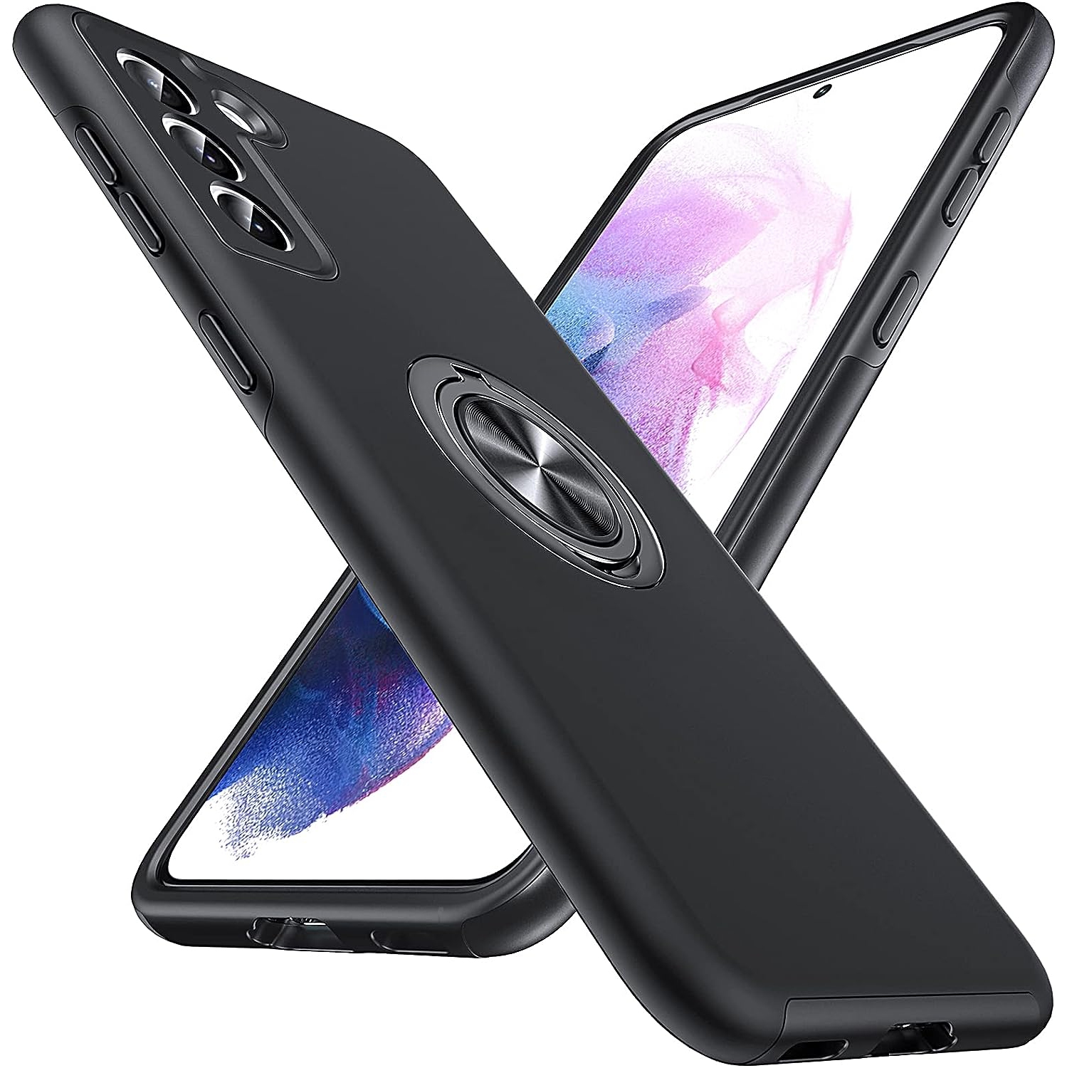 Shockproof 360 Magnetic Protective Case With Ring Holder, Kick Stand - Samsung Galaxy S23 FE - Black