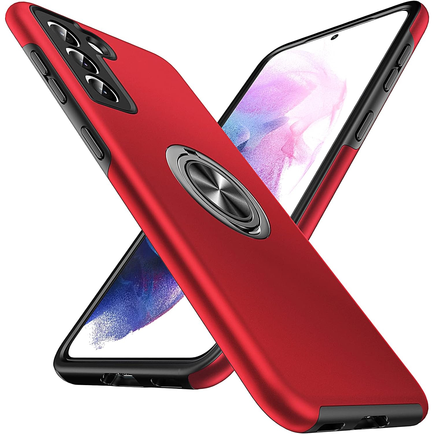 Shockproof 360 Magnetic Protective Case With Ring Holder, Kick Stand - Samsung Galaxy S23 FE - Red