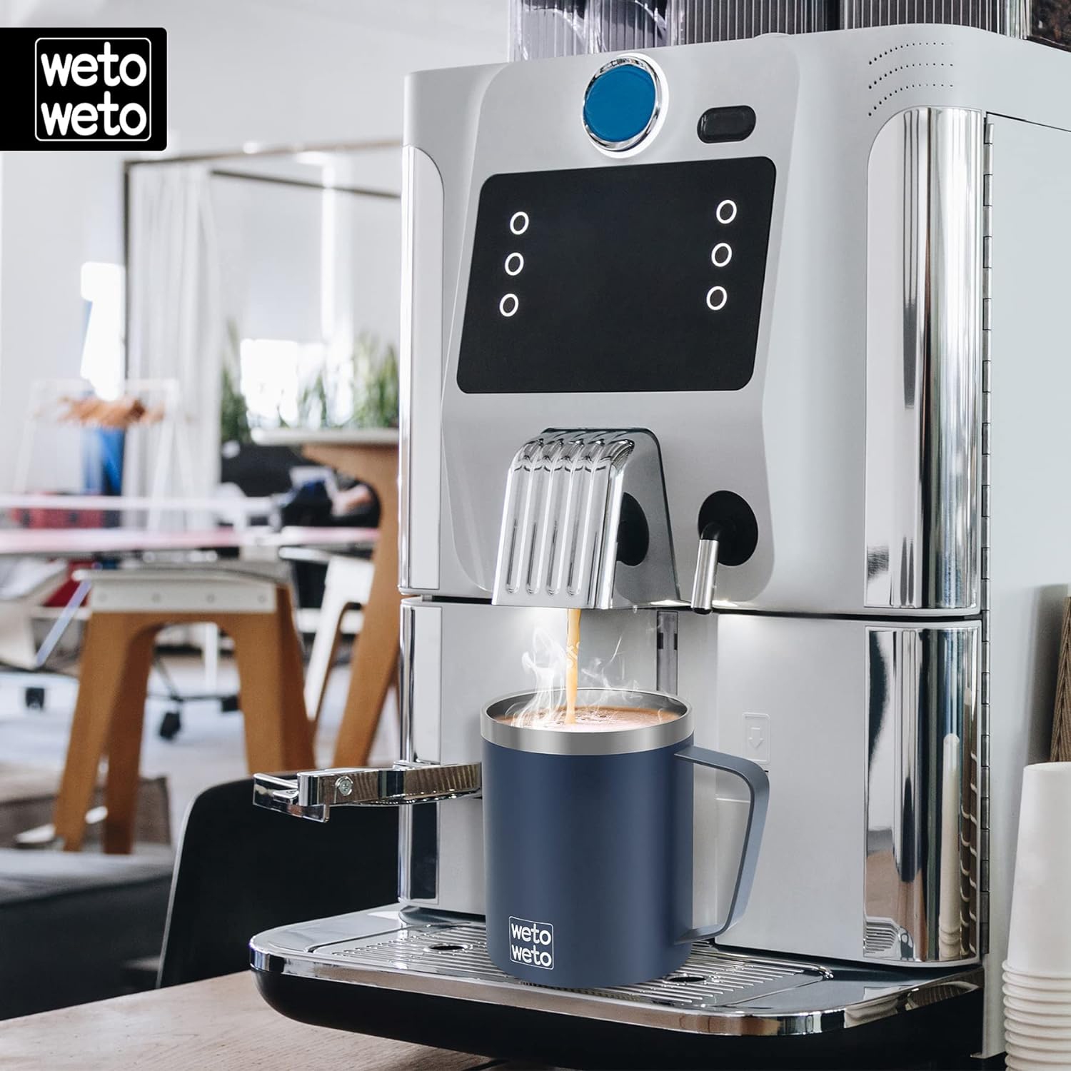 Tasse à café 14 oz, tasse de camping isotherme sous vide avec couvercle, tasse de voyage en acier inoxydable à double paroi, tasse à café