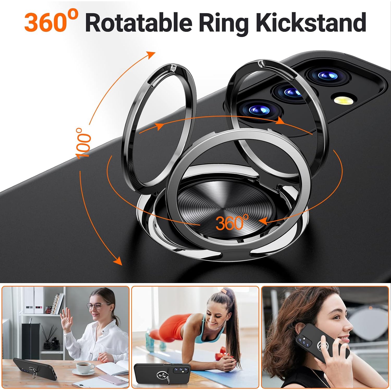 Étui de protection magnétique antichoc 360 avec anneau de support, support - Galaxy S24 FE de Samsung - Noir