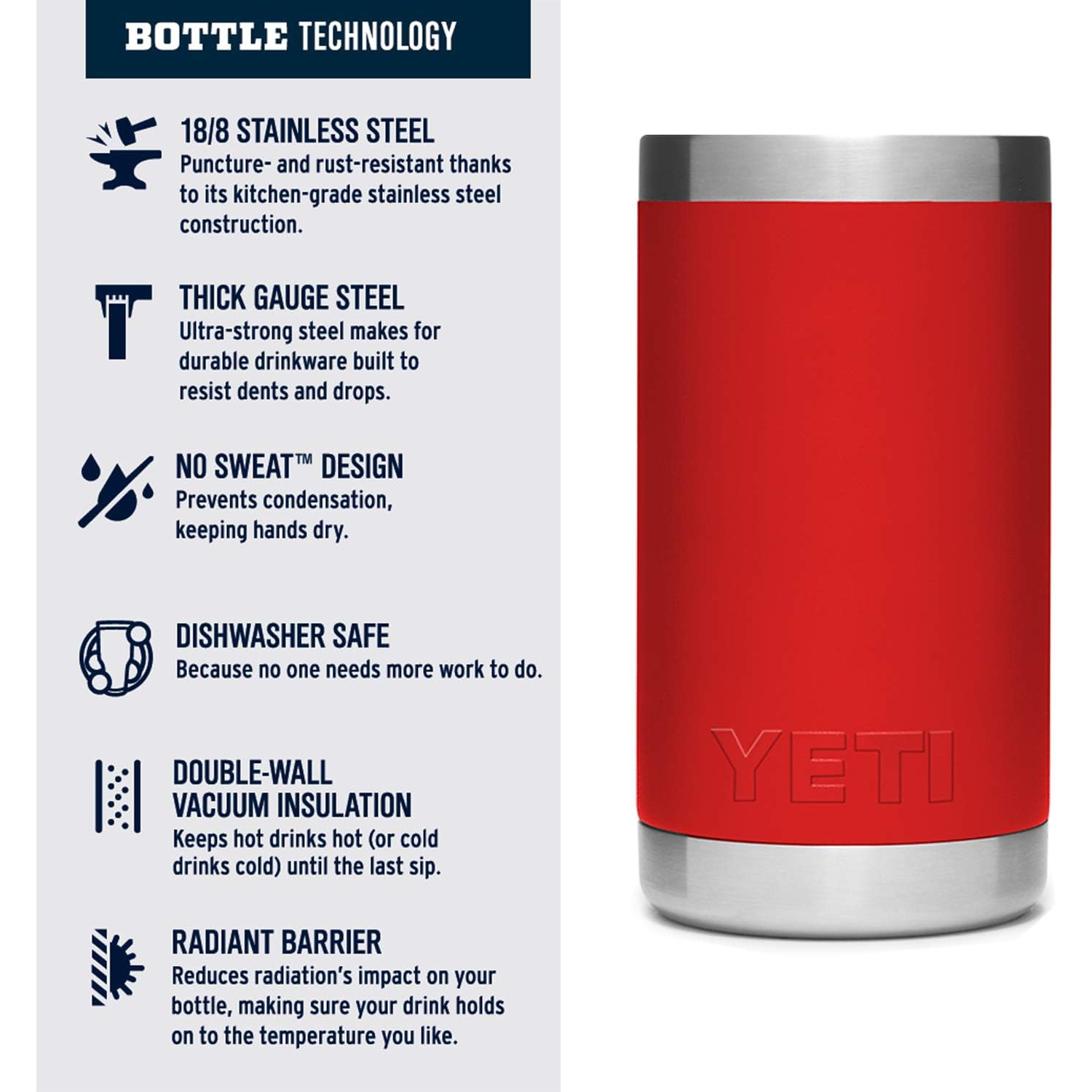 YETI Rambler Jr. 12 oz Kids Bottle, with Straw Cap, Canyon Red