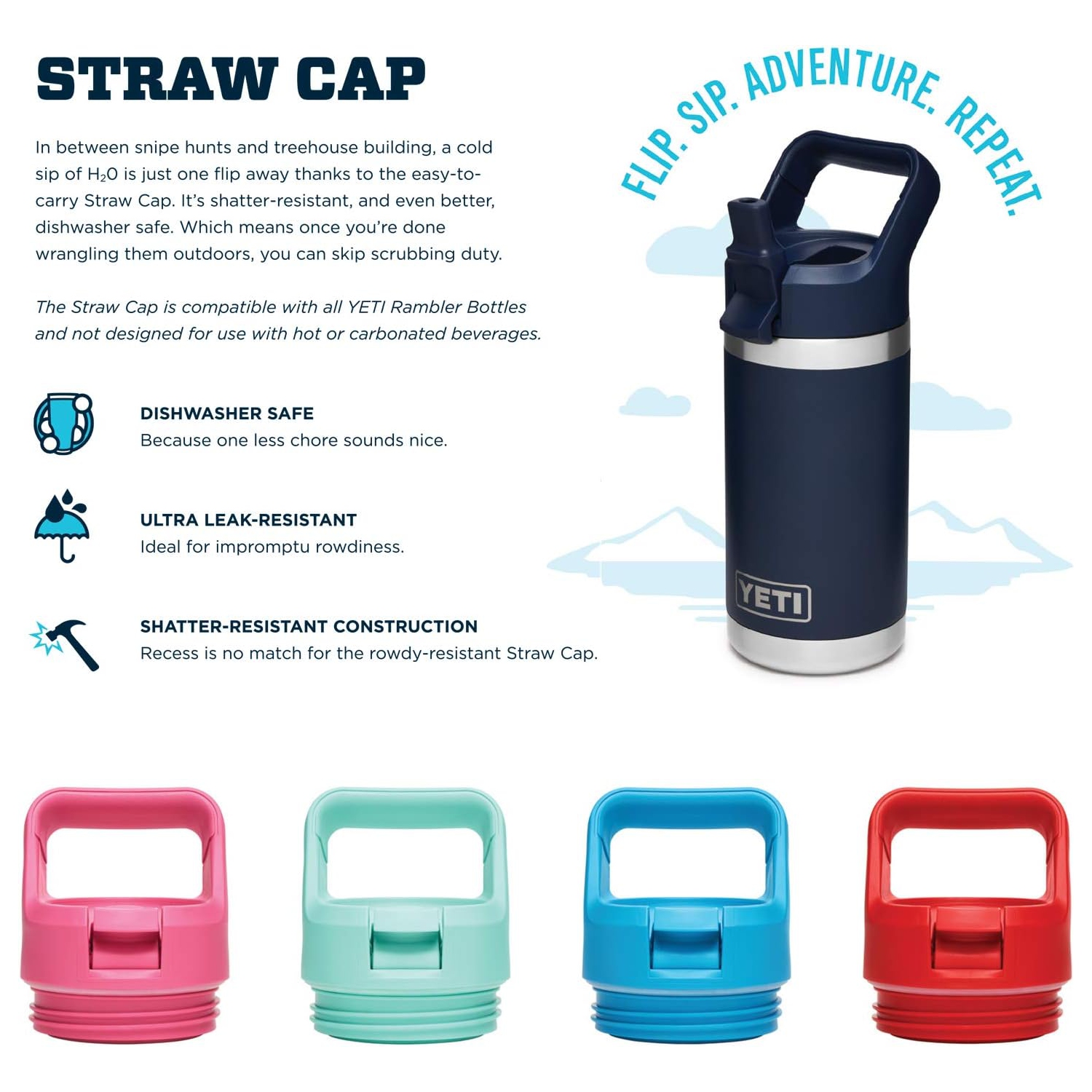 YETI Rambler Jr. 12 oz Kids Bottle, with Straw Cap, Canyon Red