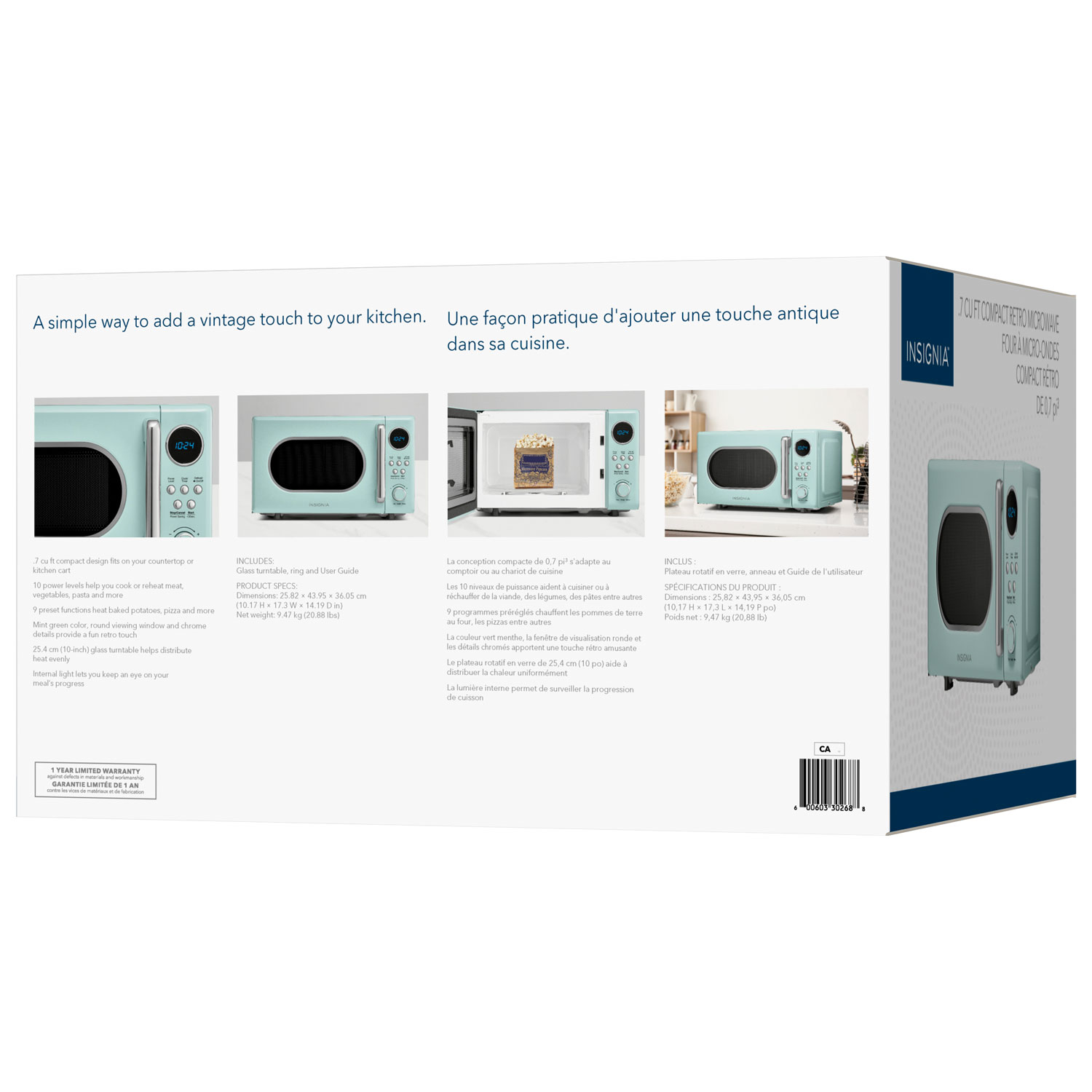 Insignia Retro 0.7 Cu. Ft. Retro Compact Microwave - Mint - Only at Best Buy