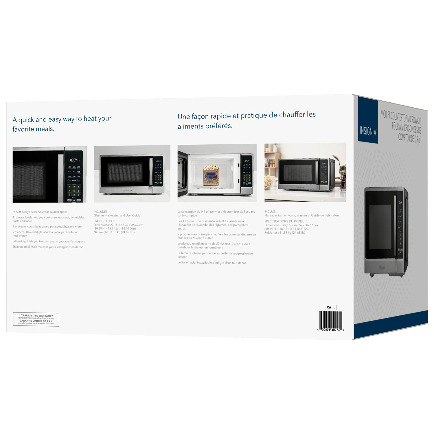 Insignia 0.9 Cu. Ft. Compact Countertop Microwave - Stainless Steel - Only at Best Buy