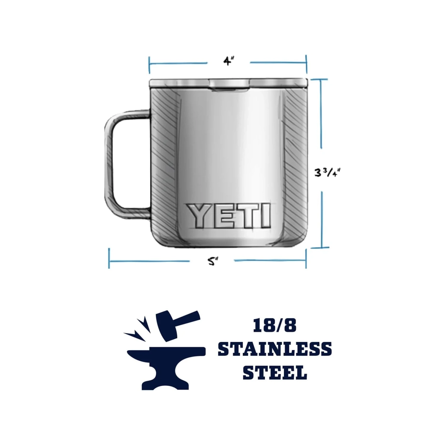 YETI Rambler 14 oz Mug | Vacuum Insulated Stainless Steel with MagSlider Lid - Navy