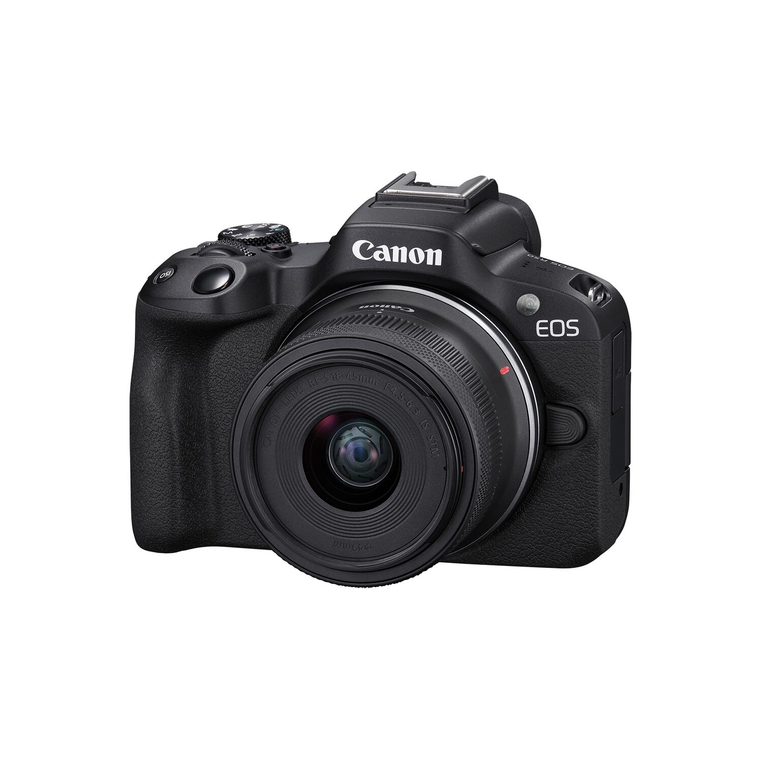 Appareil photo sans miroir EOS R50 de Canon avec objectif 18-45&nbsp;mm, carte 64&nbsp;Go, sac et plus encore