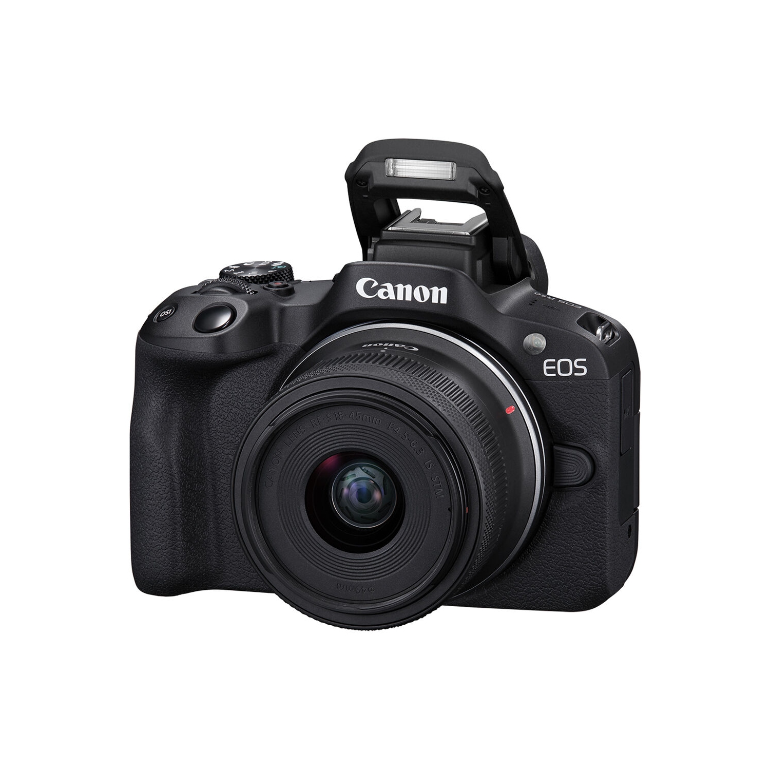 Appareil photo sans miroir EOS R50 de Canon avec objectif 18-45&nbsp;mm, carte 64&nbsp;Go, sac et plus encore