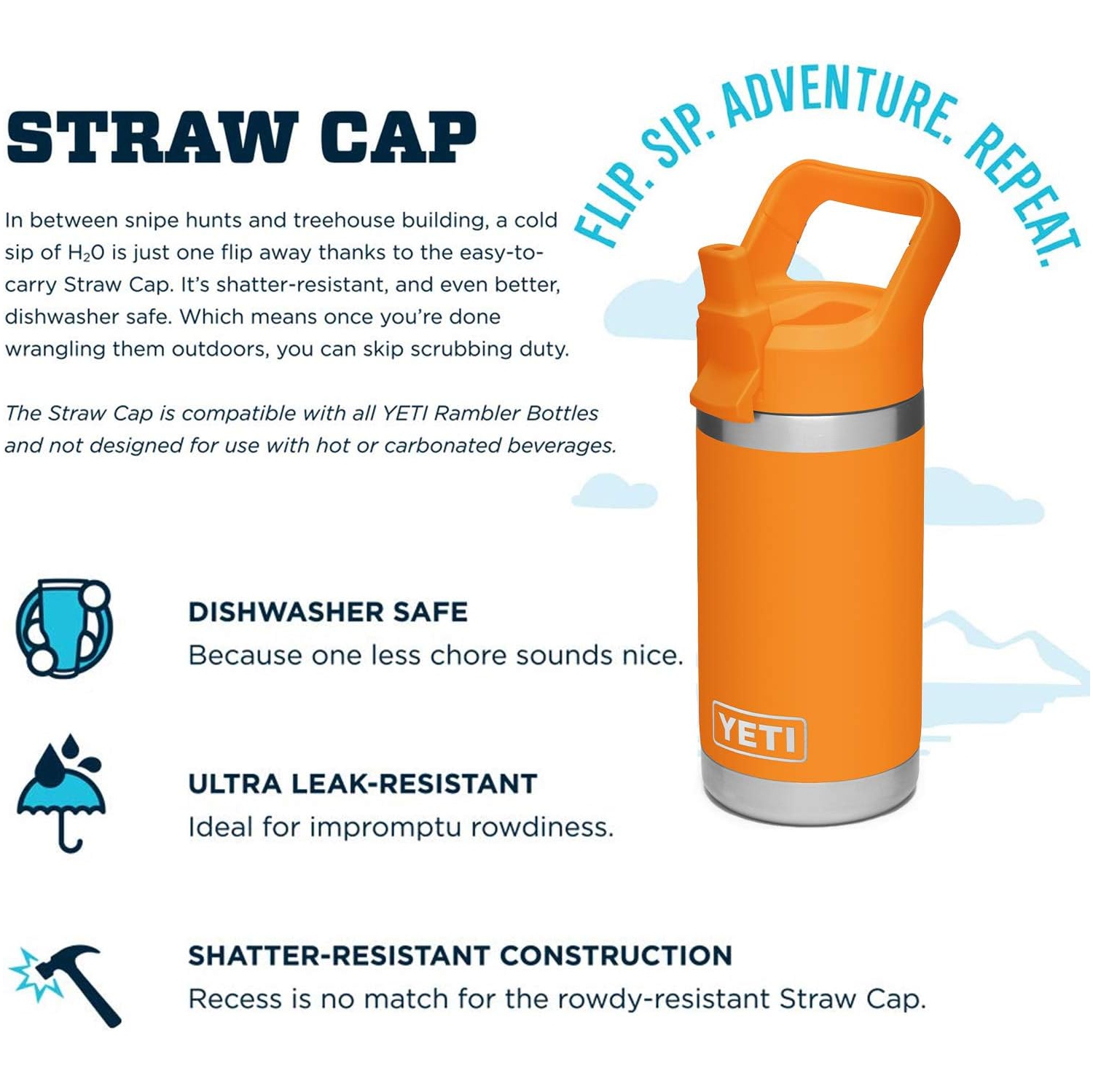 YETI Rambler Jr. 12 oz Kids Bottle, with Straw Cap, King Crab