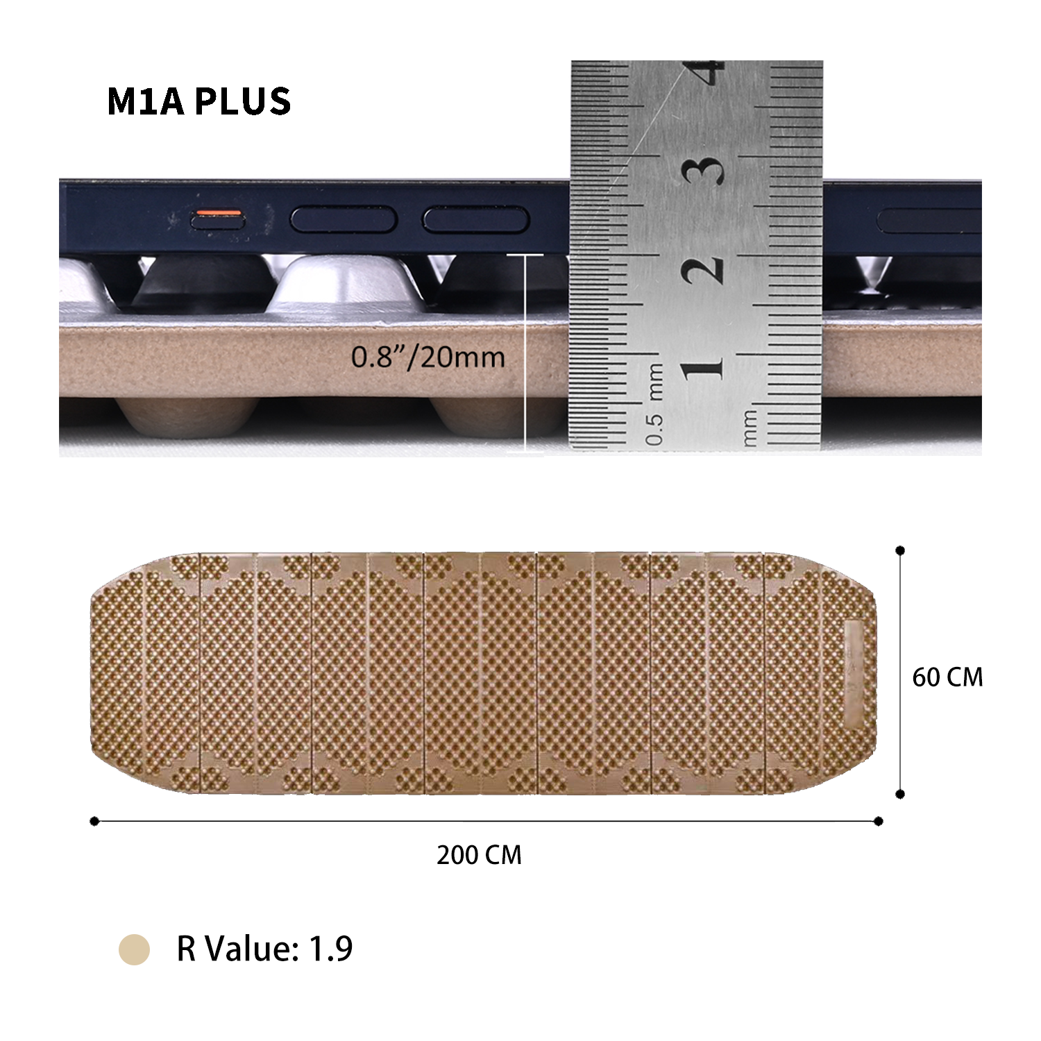 Mountain Spring Mummy M1A+(Plus) Folding Closed Cell Foam Sleeping Pad R1.9 | Hexagonal Design Moisture-Proof Ultra-Lightweight Foam Sleeping Mat for