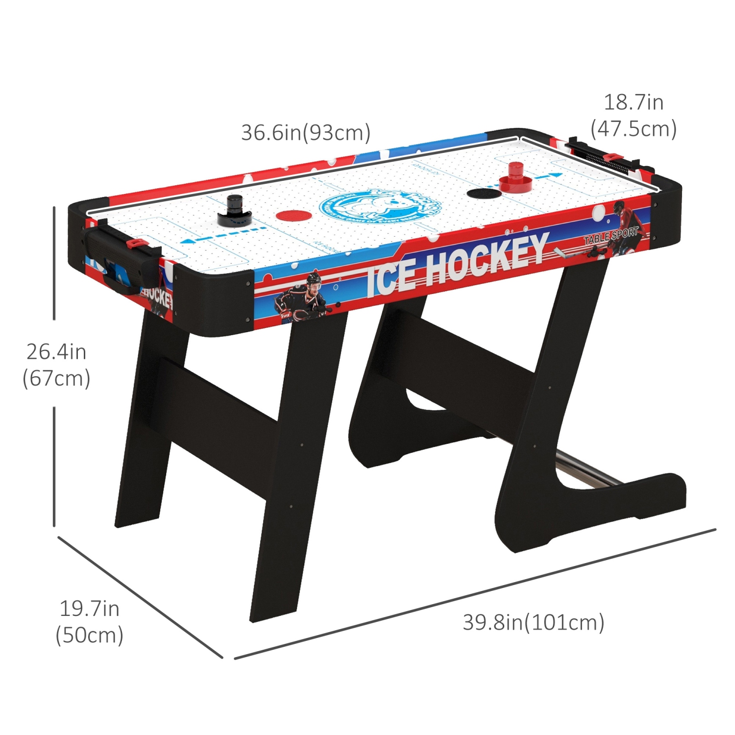 Soozier 40" Air Hockey Table for Youth and Adults, Folding Air Hockey Arcade Table with 2 Pucks, 2 Pushers, Scoreboard for Family Game Room, Living