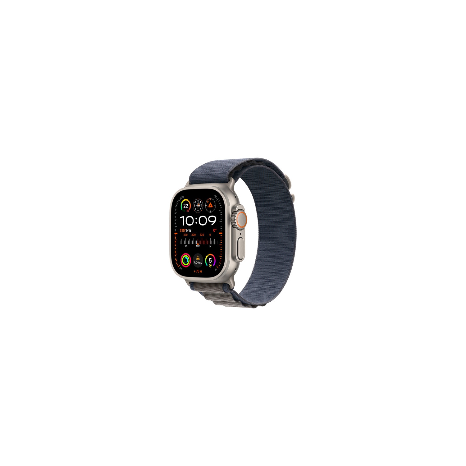 Boîte ouverte - Apple Watch Ultra 2&nbsp;mm avec boîtier en titane 49&nbsp;mm et bracelet alpin bleu - petit