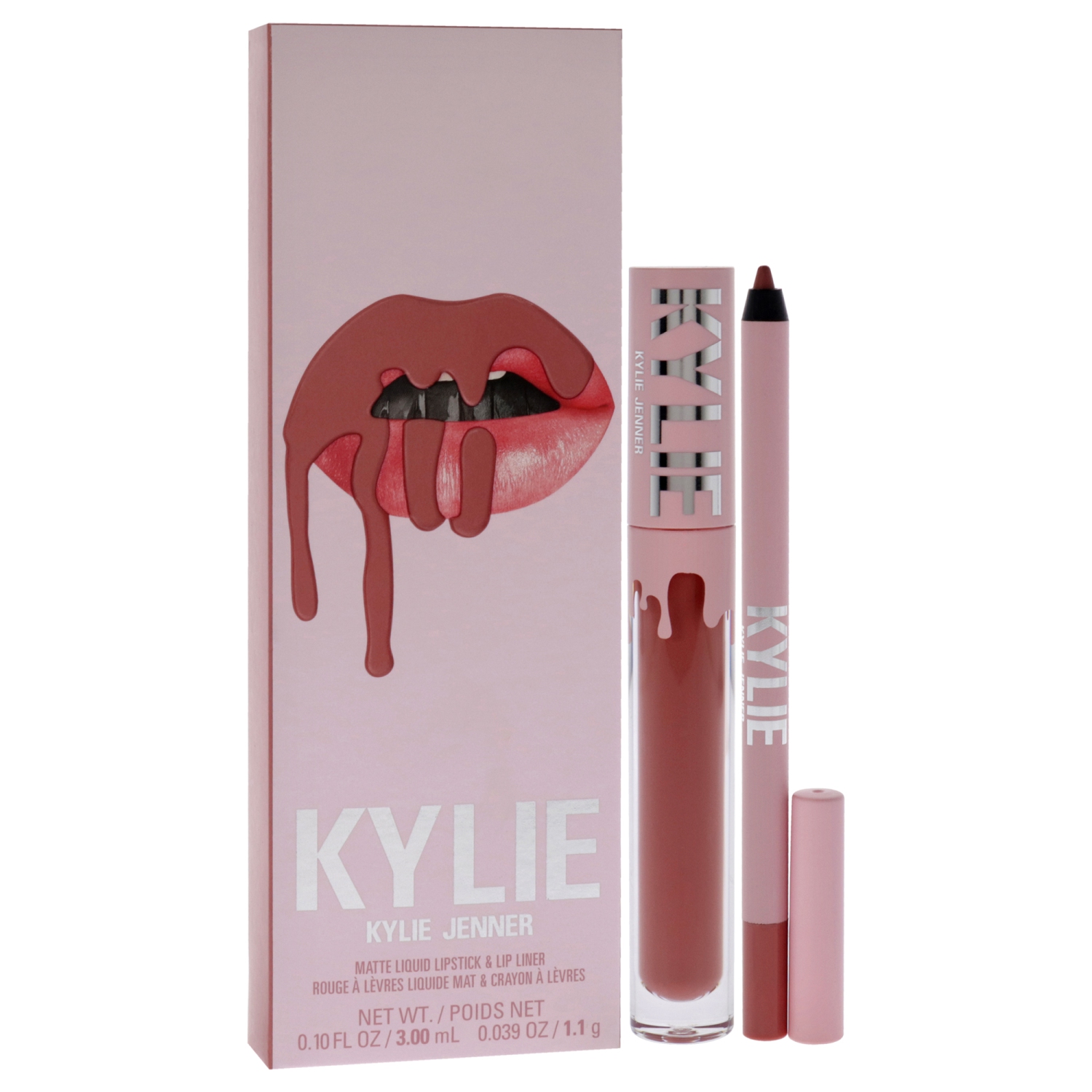 Matte Lip Kit - 301 Angel by Kylie Cosmetics for Women - 2 Pc 0.10oz Matte Liquid Lipstick, 0.039oz Lip Liner