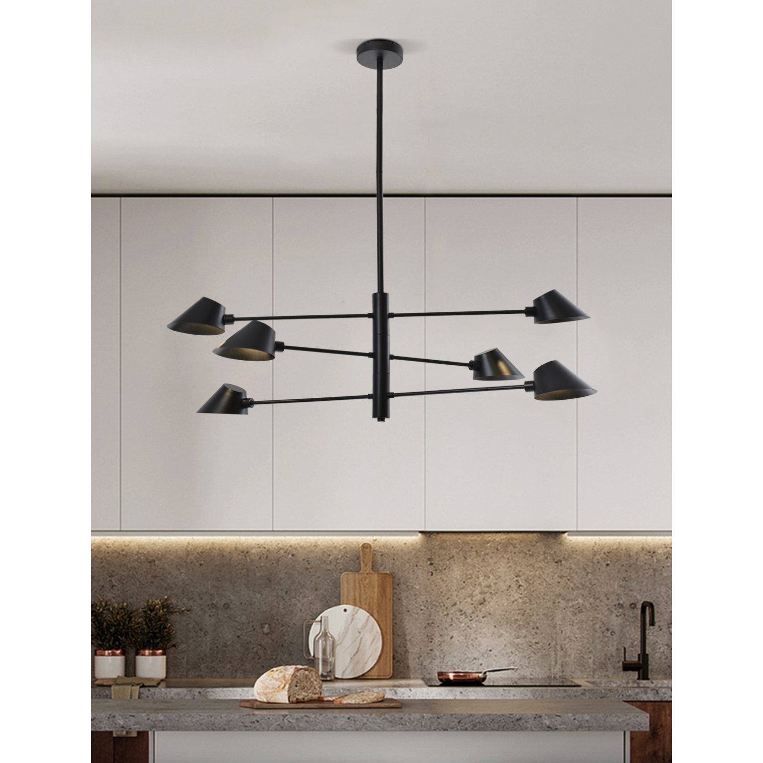 BAZZ Fugio Pendant Light Fixture 2400 Lumens-2700K, Black, P20064BK1