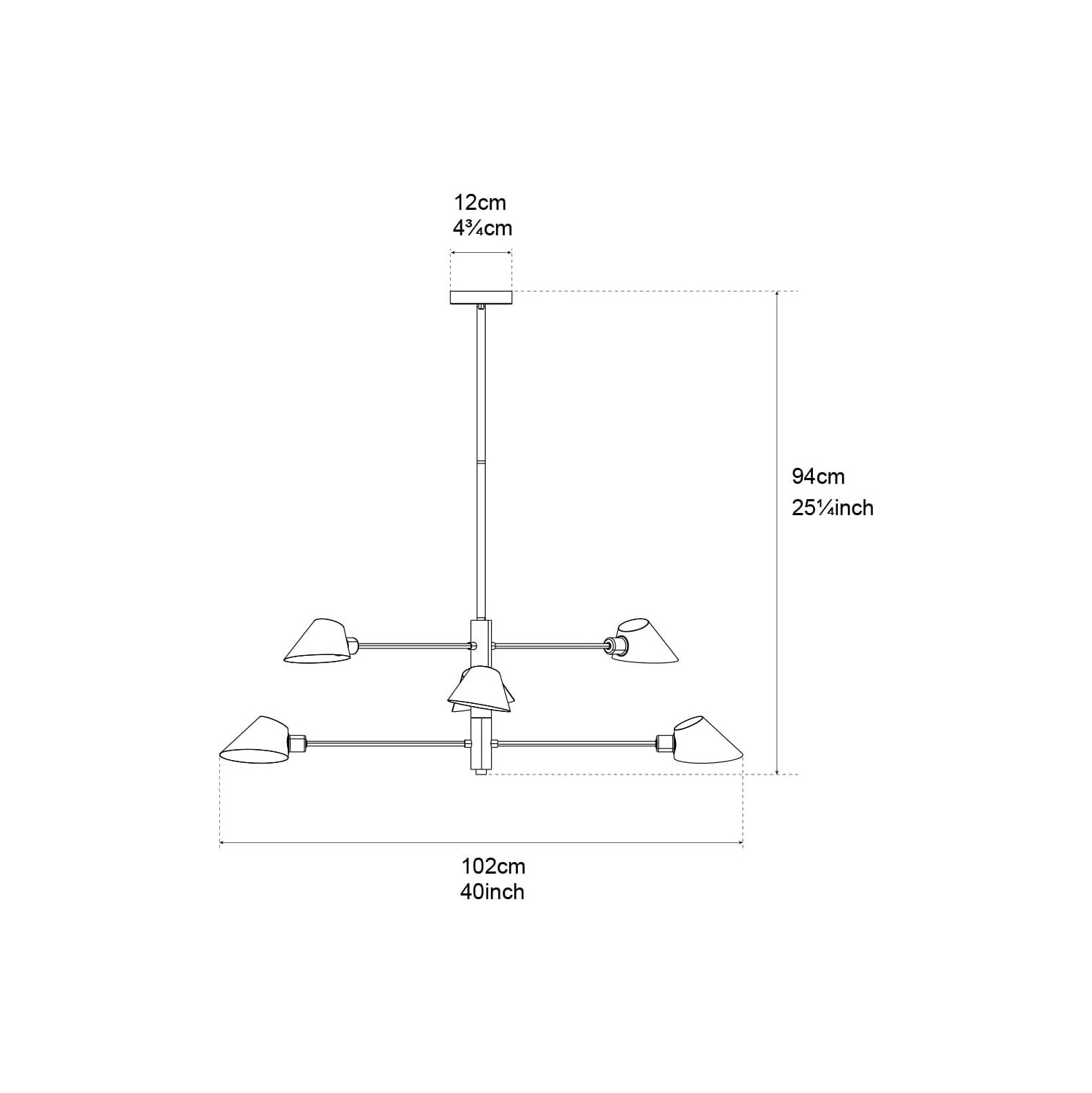 BAZZ Fugio Pendant Light Fixture 2400 Lumens-2700K, Black, P20064BK1