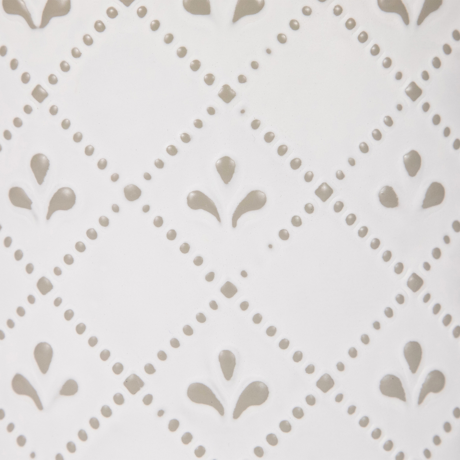 6.5" White Round Embossed Storage Container with Wooden Base