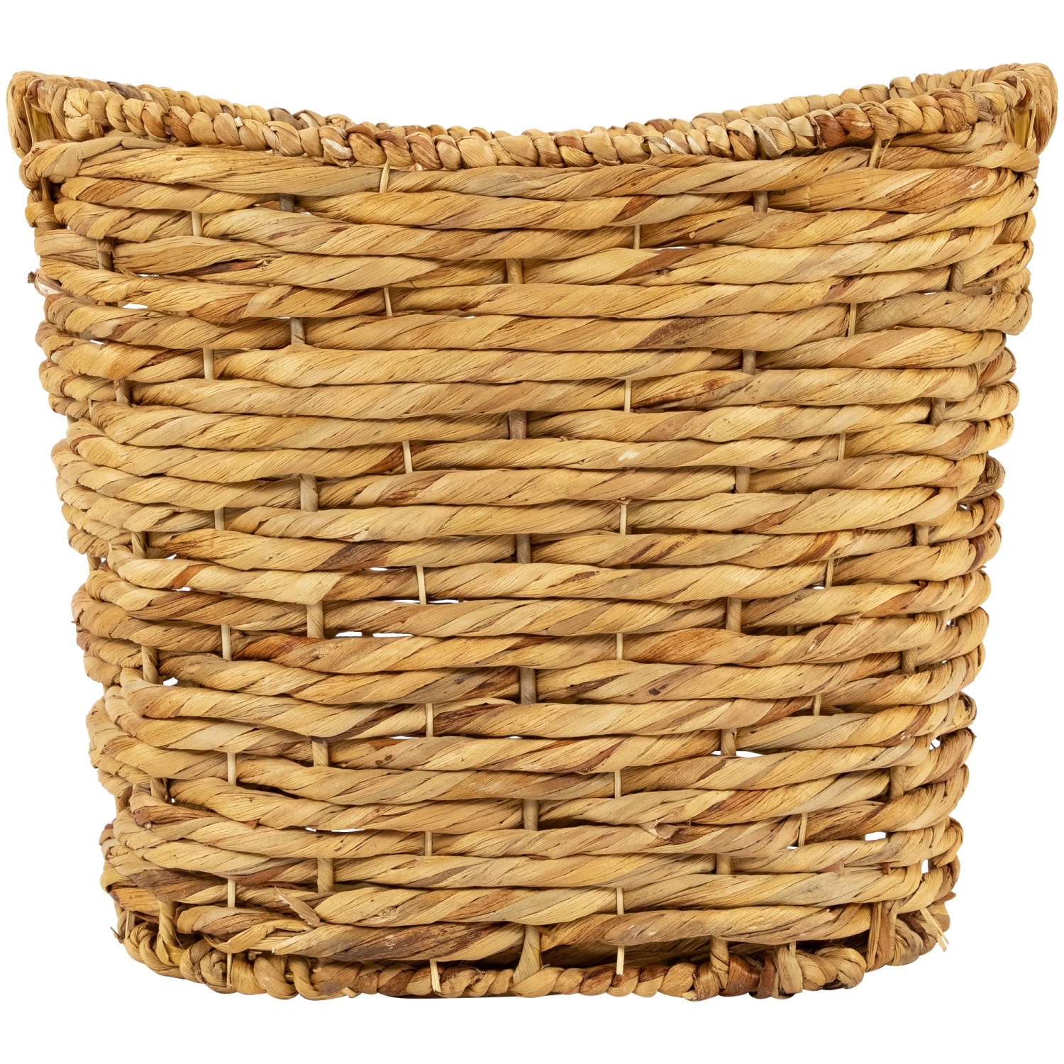 Set of 3 Oval Braid Weave Water Hyacinth Baskets with Built-in Handles 17.25"