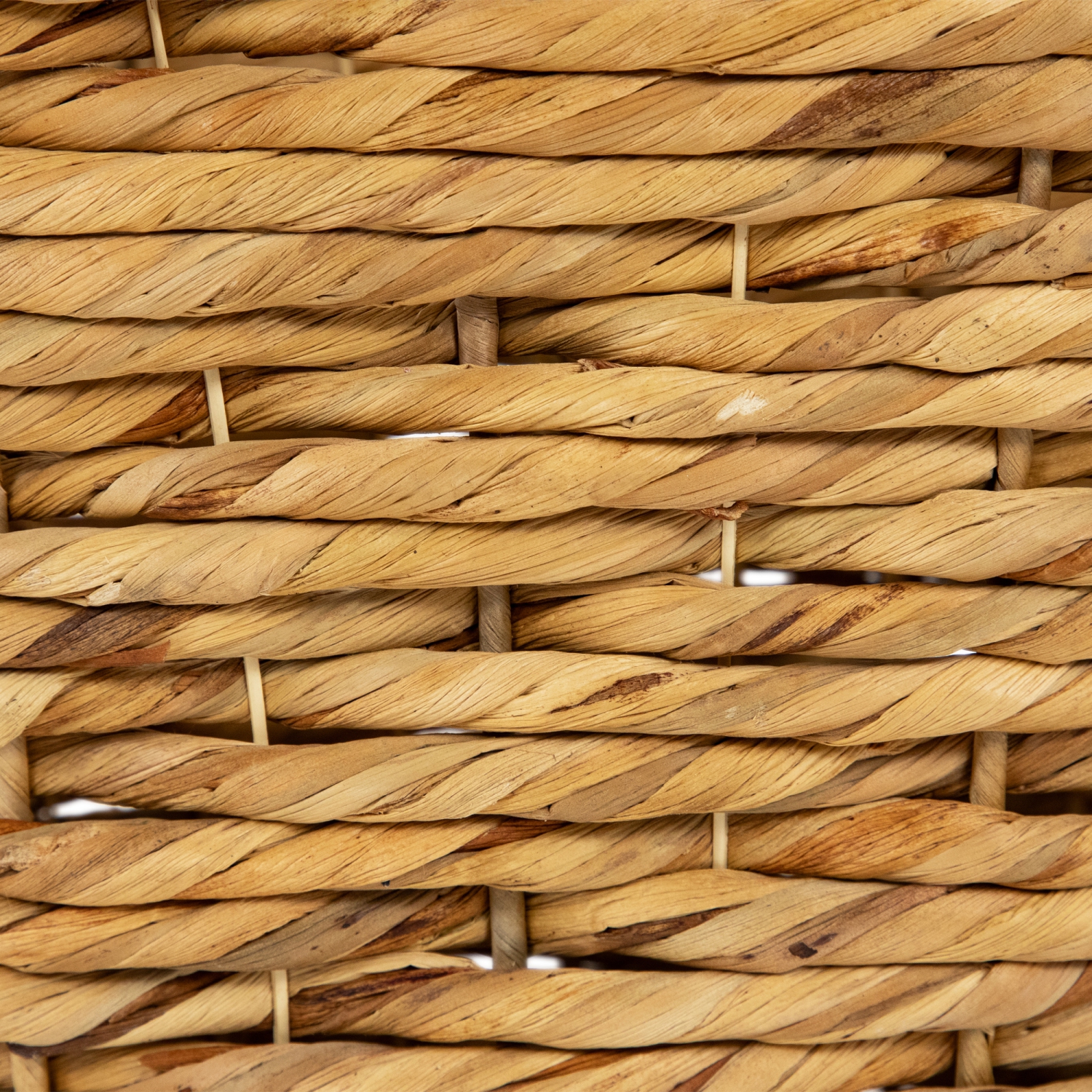 Set of 3 Oval Braid Weave Water Hyacinth Baskets with Built-in Handles 17.25"