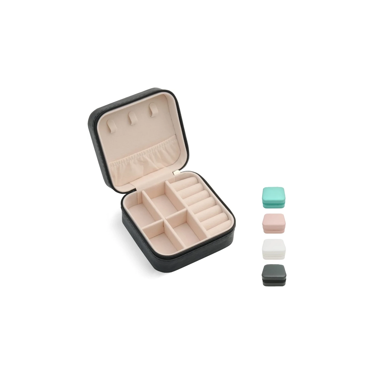 Portable Black Mini Jewelry Travel Case Organizer for Rings, Earrings, Necklaces - Small Display Storage Box, Ideal for Gifts