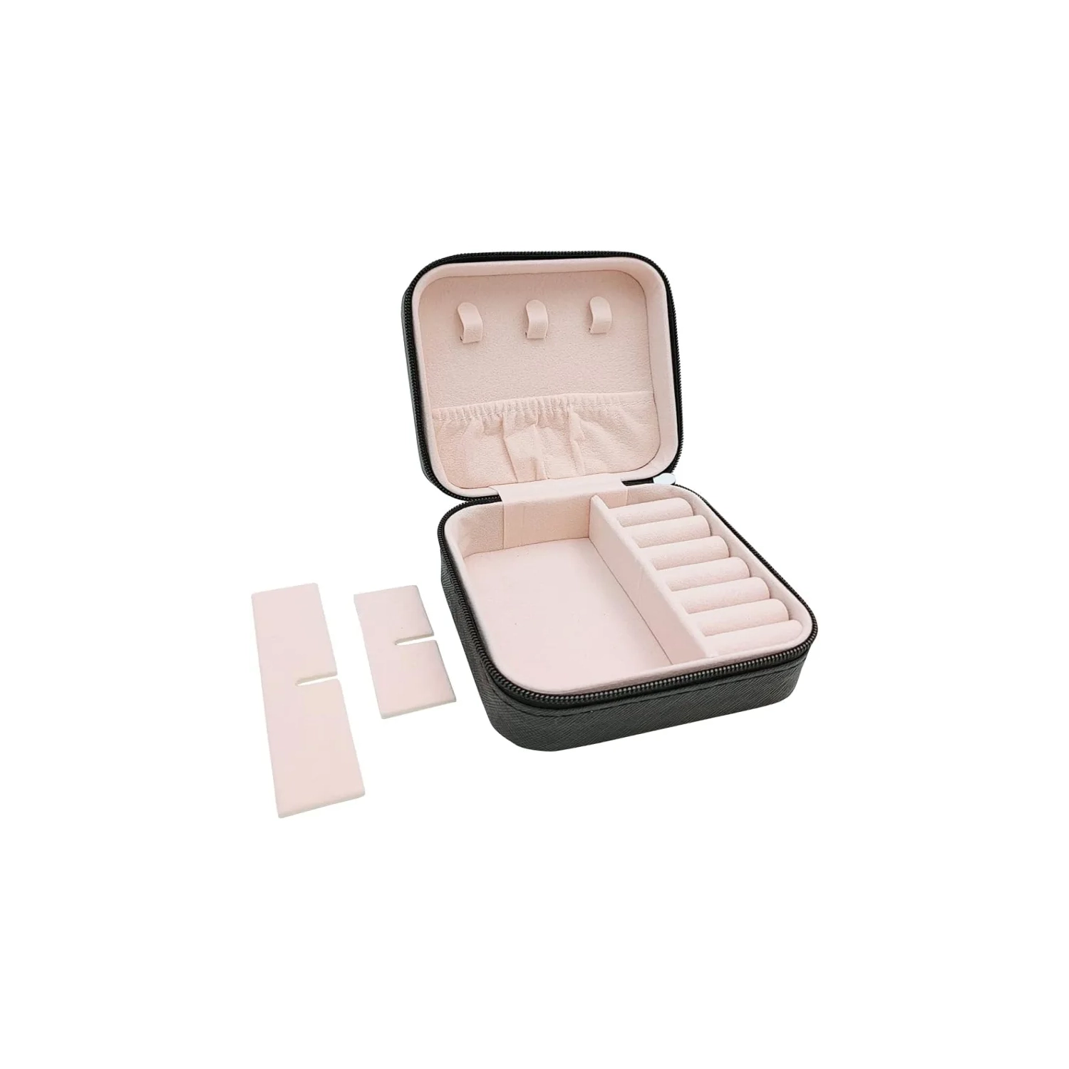 Portable Black Mini Jewelry Travel Case Organizer for Rings, Earrings, Necklaces - Small Display Storage Box, Ideal for Gifts