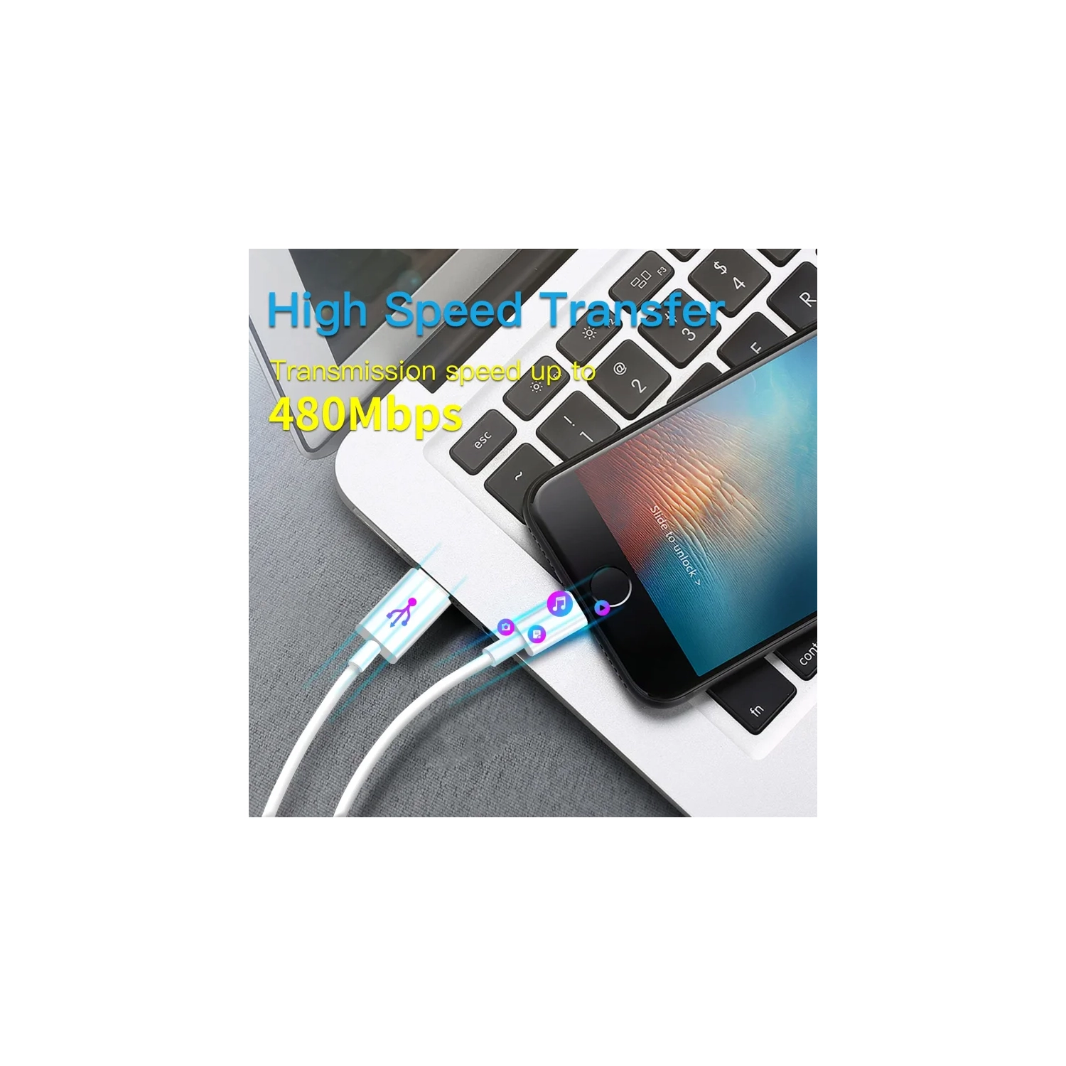 1 Meter 20W USB C to Lightning 8-Pin Charger Cable - Fast Charging Cord for iPhone 14, 13, 12, 11/Mini/Pro/ProMax/iPad 8/Pro - White