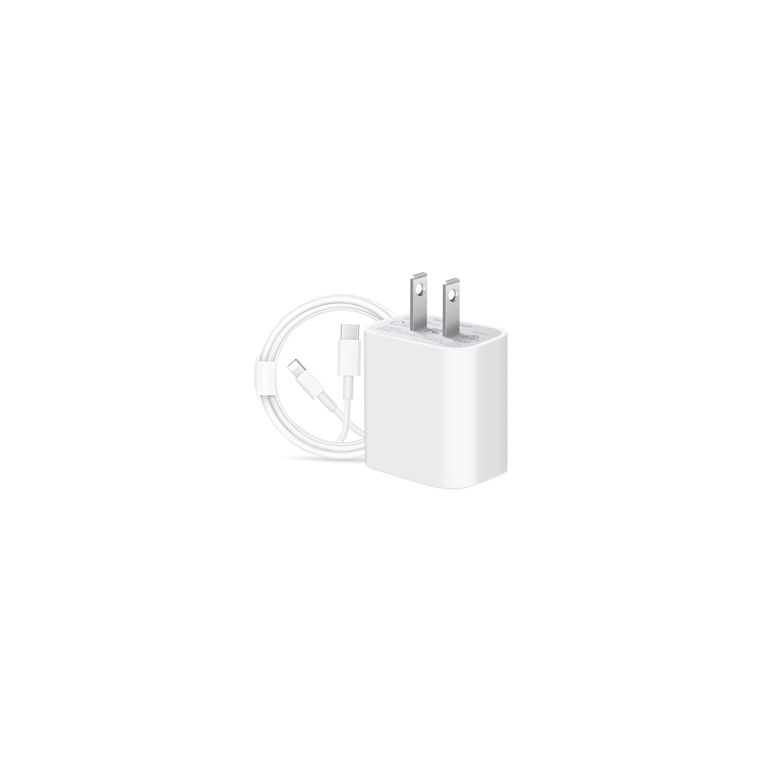 iPhone Fast Charger 20W | Wall Block USB Type C Adapter Cube Compatible with Apple iPhone 14, 13, 12, 11 Pro Max, XR, XS, iPad with Charging Cable Cord