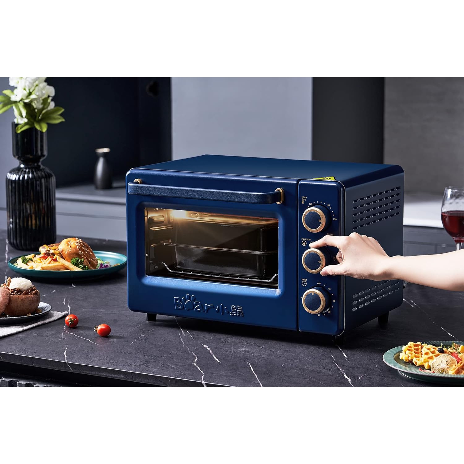 Bear Convection Toaster Oven 21QT / 20L Air Fry Oven, Stainless steel, 1200W