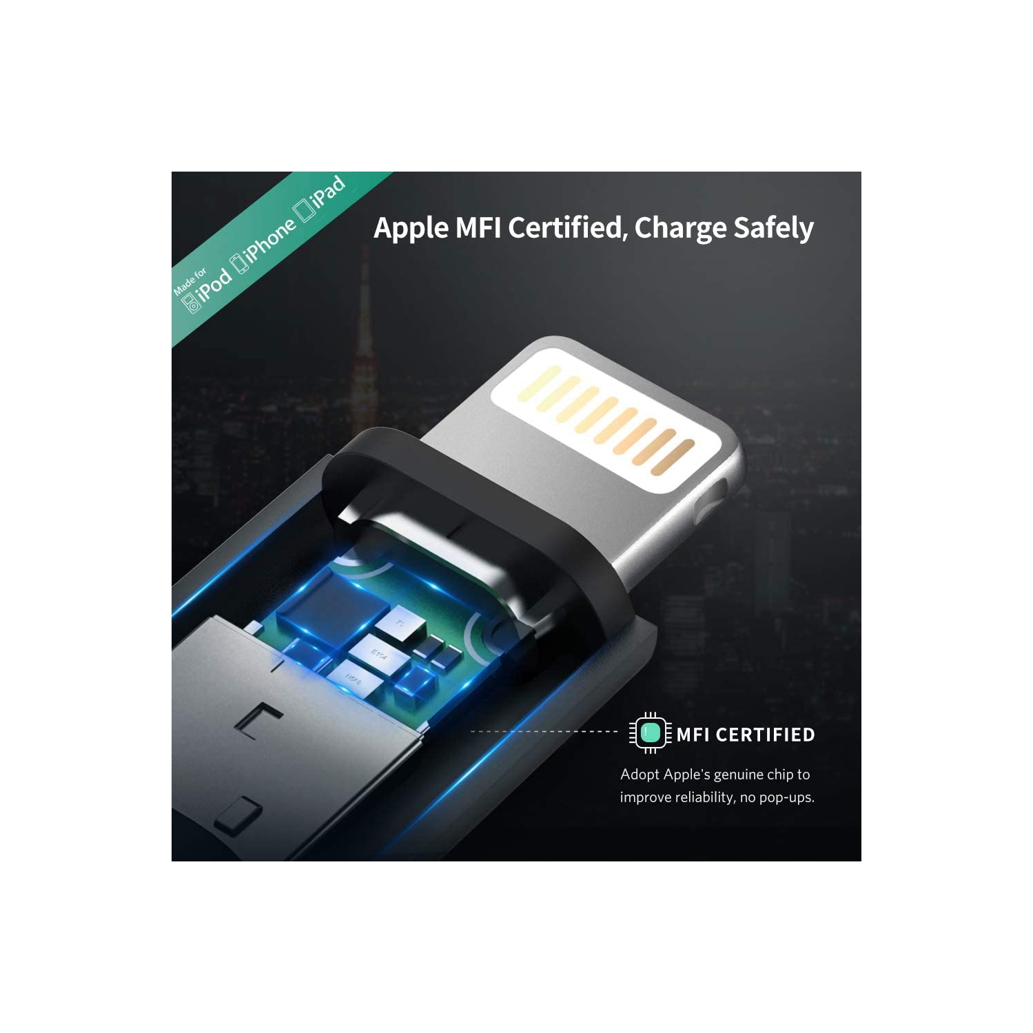 [3 Pack] USB 2.0 to Micro USB+Lightning+Type C Data Cable-Black