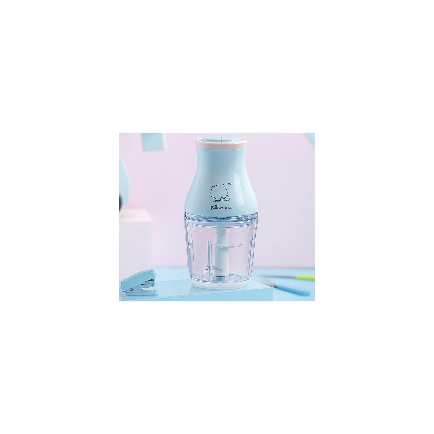 Bear Food Processor-Food Chopper Electric Dual Speed for Meat, Vegetable, 0.6L,Blue