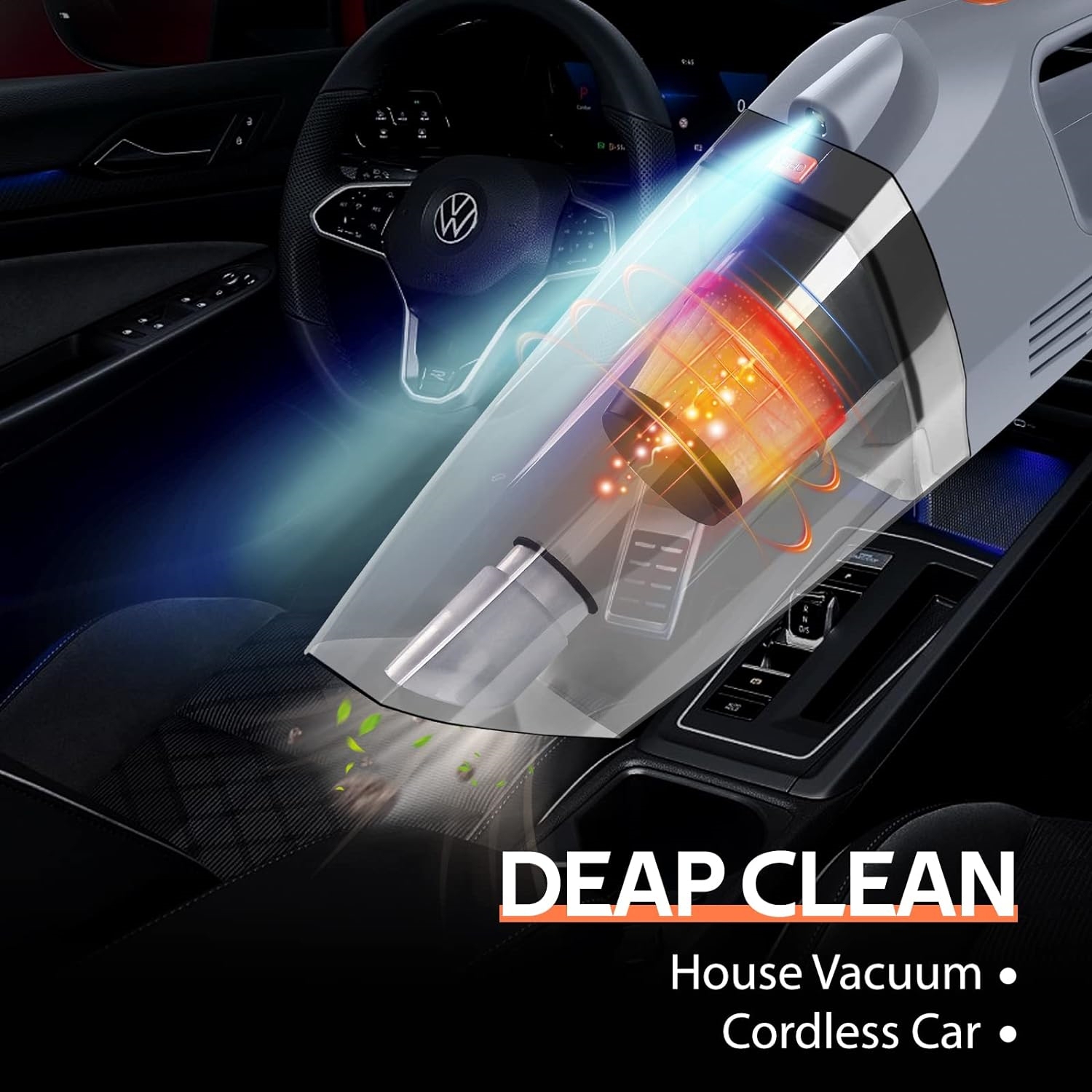 Handheld Vacuum Cordless, Upgraded 6400PA Super Suction Power Car Vacuum for Dry Clean, Portable Vacuum Cleaner 2000mAh Lithium Battery, 11.1V Vac