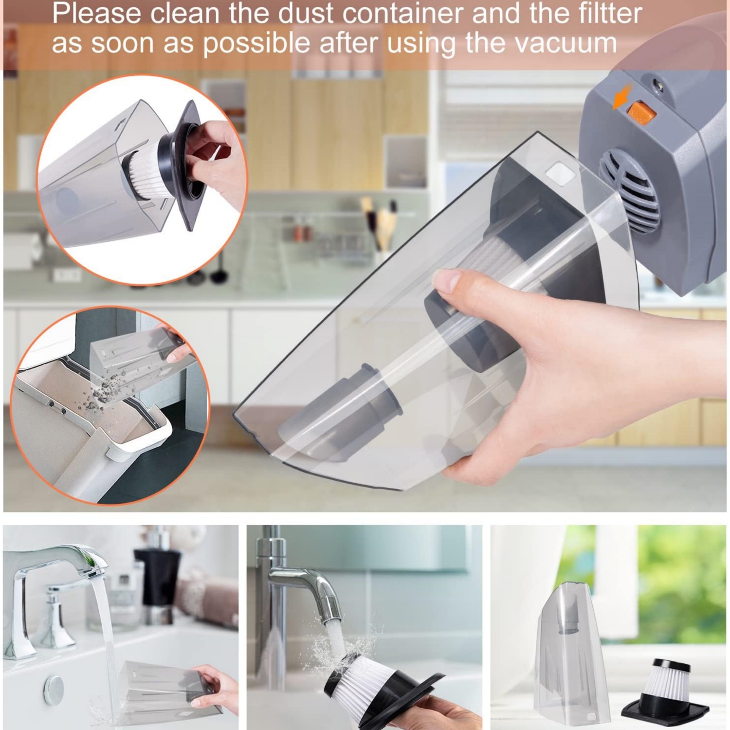 Handheld Vacuum Cordless, Upgraded 6400PA Super Suction Power Car Vacuum for Dry Clean, Portable Vacuum Cleaner 2000mAh Lithium Battery, 11.1V Vac