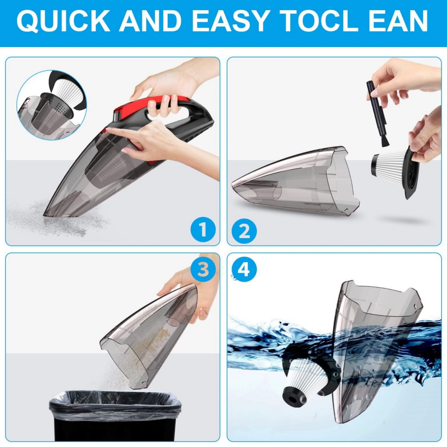 Two-Layer Filter Car Vacuum Cleaner with LED Light 7500PA 12V 16.4FT Cable Portable Handheld Car Vacuum Cleaner Wet and Dry Use Auto Vacuum Cleaner