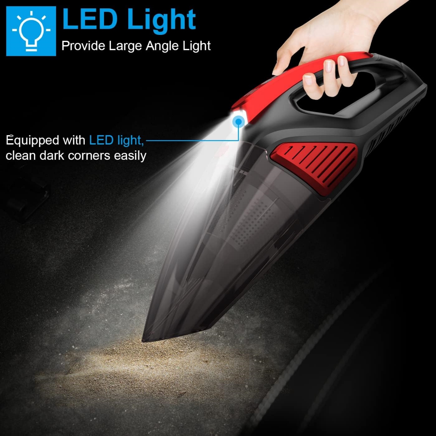 Two-Layer Filter Car Vacuum Cleaner with LED Light 7500PA 12V 16.4FT Cable Portable Handheld Car Vacuum Cleaner Wet and Dry Use Auto Vacuum Cleaner