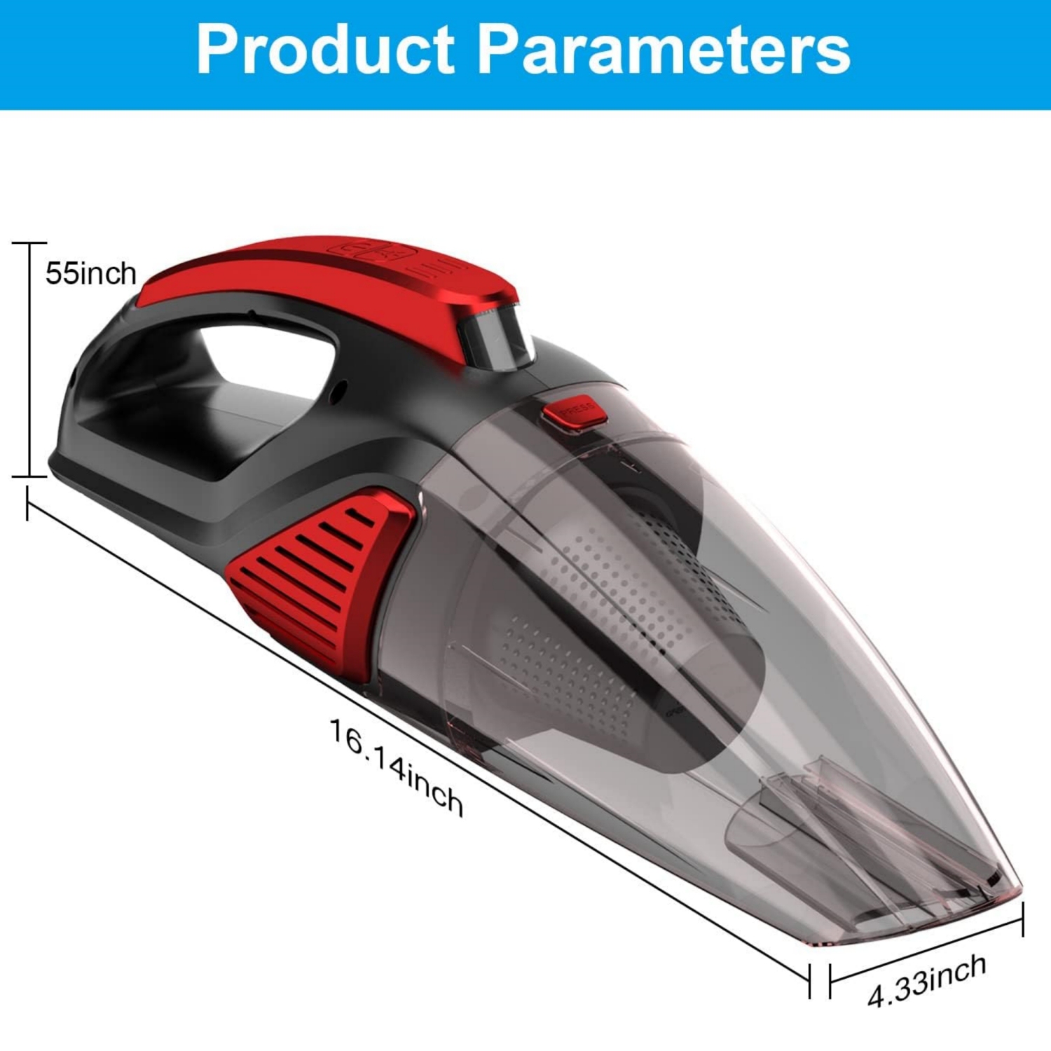 Two-Layer Filter Car Vacuum Cleaner with LED Light 7500PA 12V 16.4FT Cable Portable Handheld Car Vacuum Cleaner Wet and Dry Use Auto Vacuum Cleaner